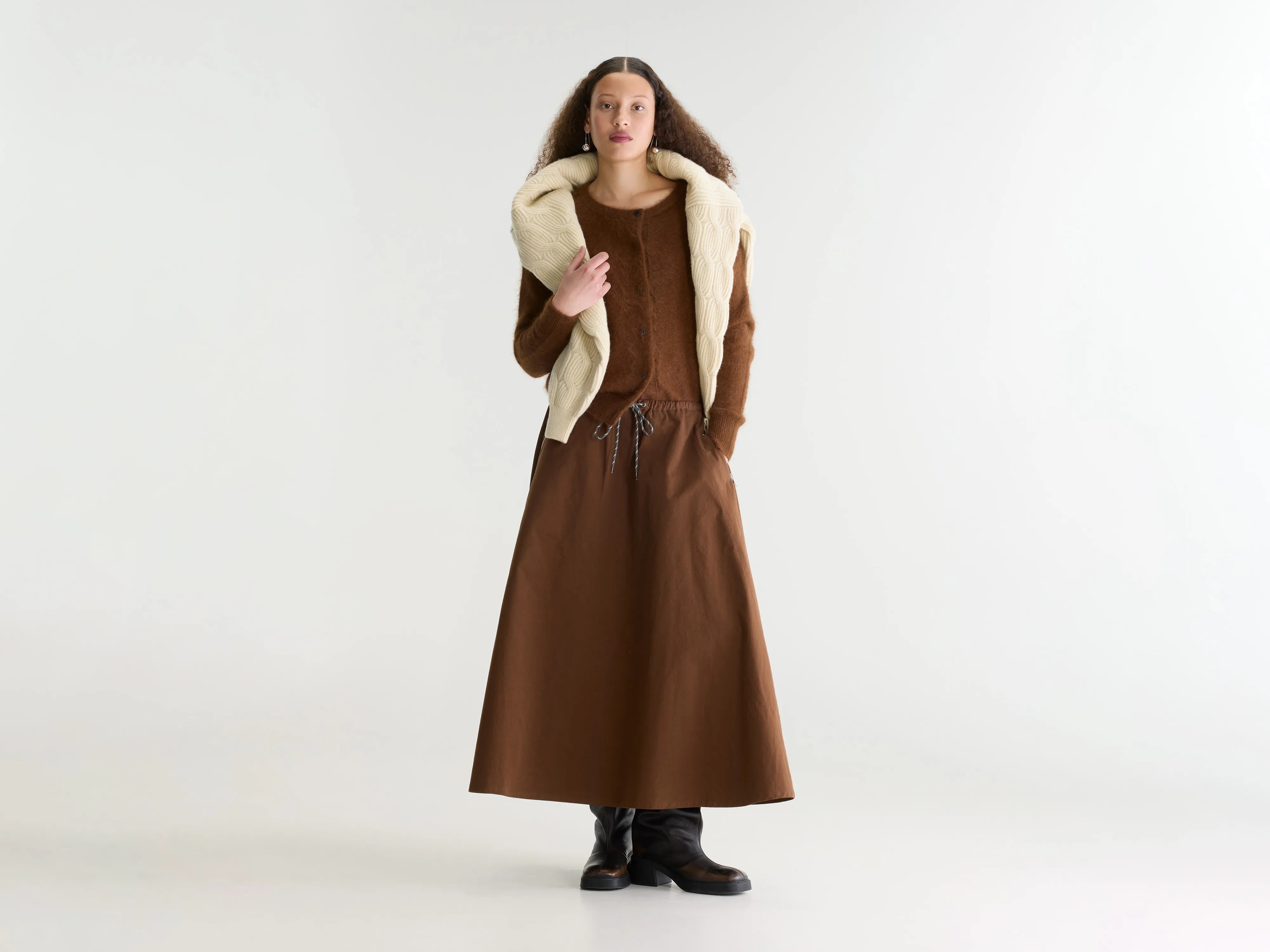 Harlin relaxed midi skirt (262 / W / MOCCA)