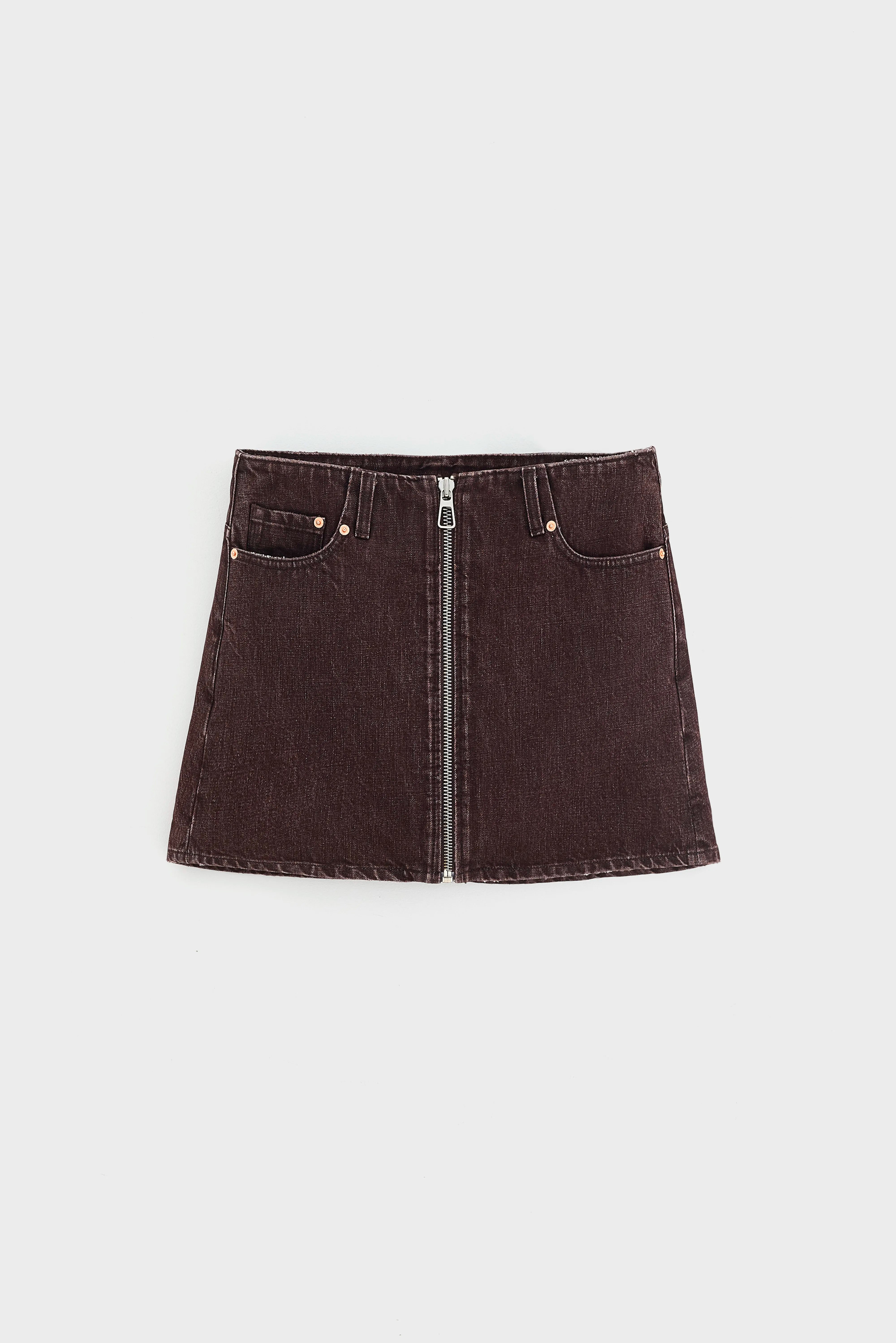 Pulla mini denim skirt (262 / W / BURGUNDY STONE)