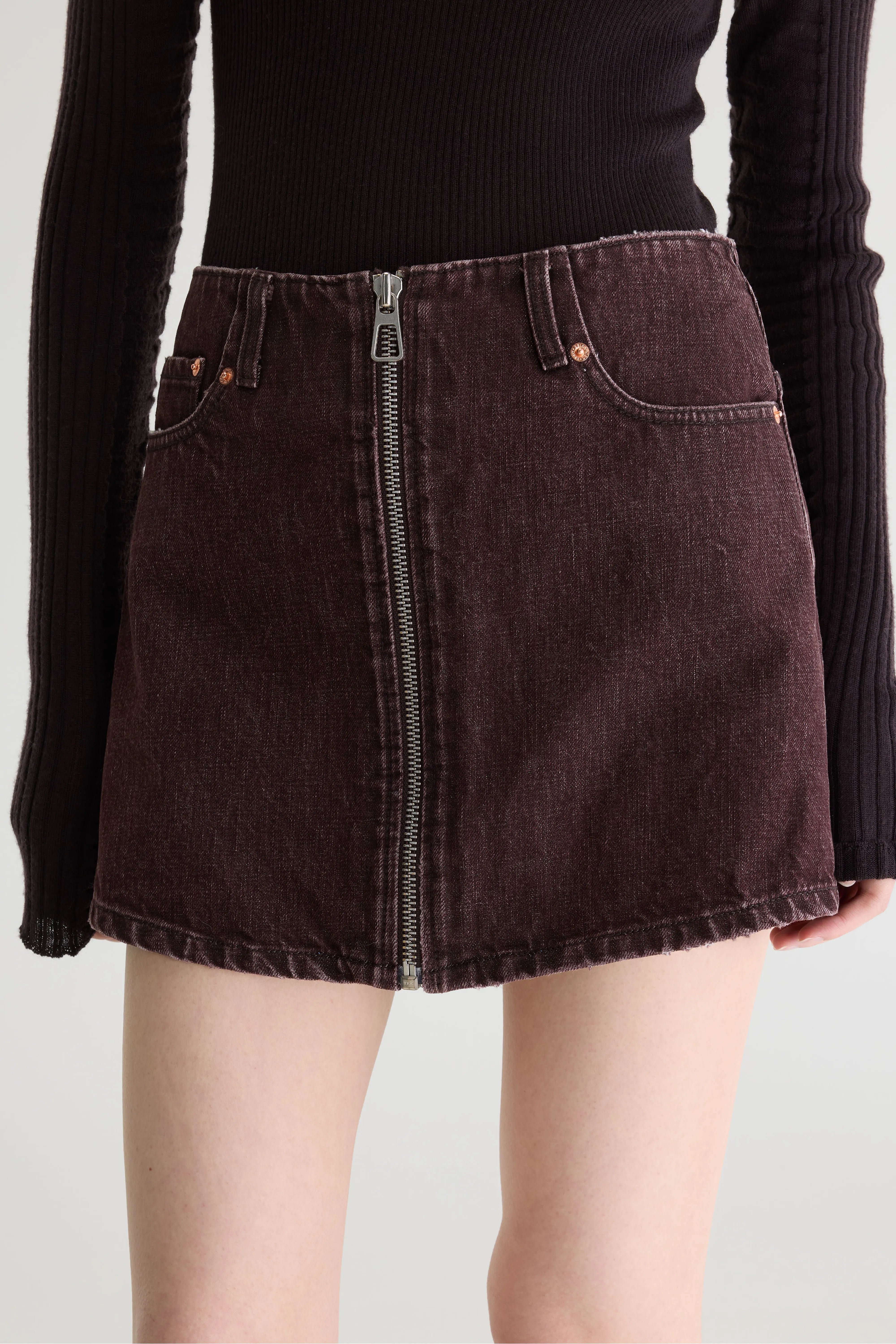 Pulla mini denim skirt (262 / W / BURGUNDY STONE)