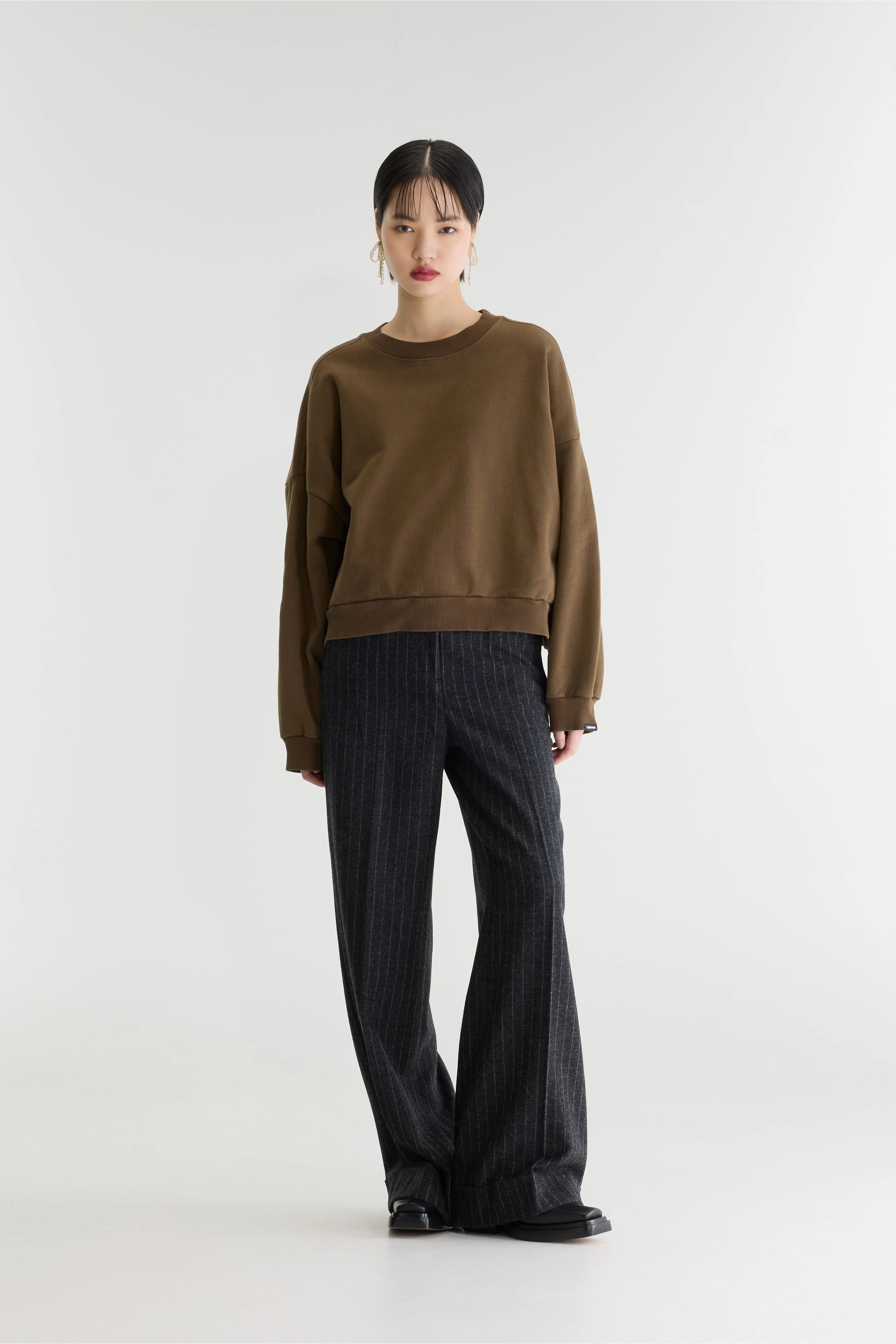 Ferno boxy sweatshirt met ronde hals (262 / W / TIRAMISU)