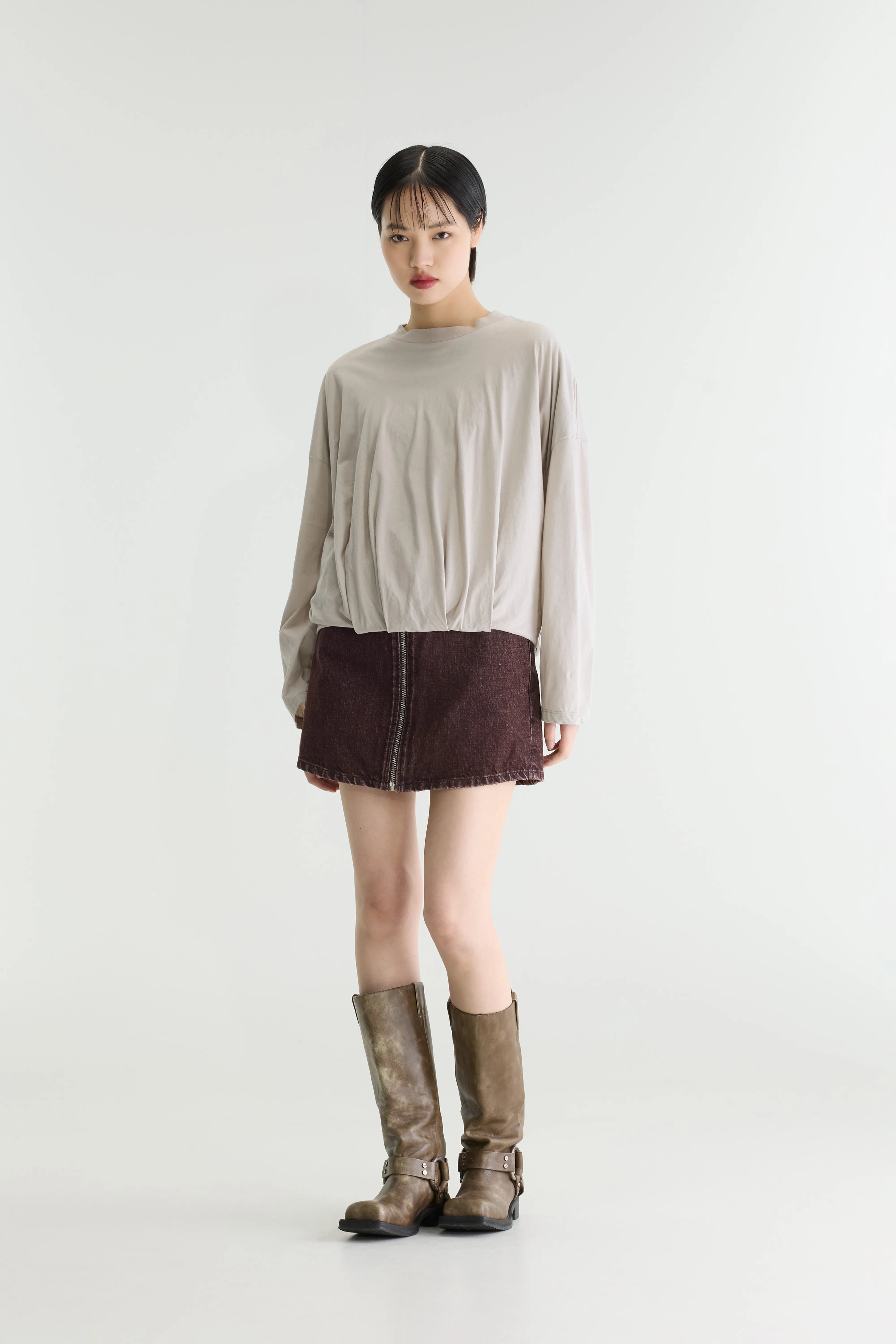 Flames cropped t-shirt met lange mouwen (262 / W / NICKEL)