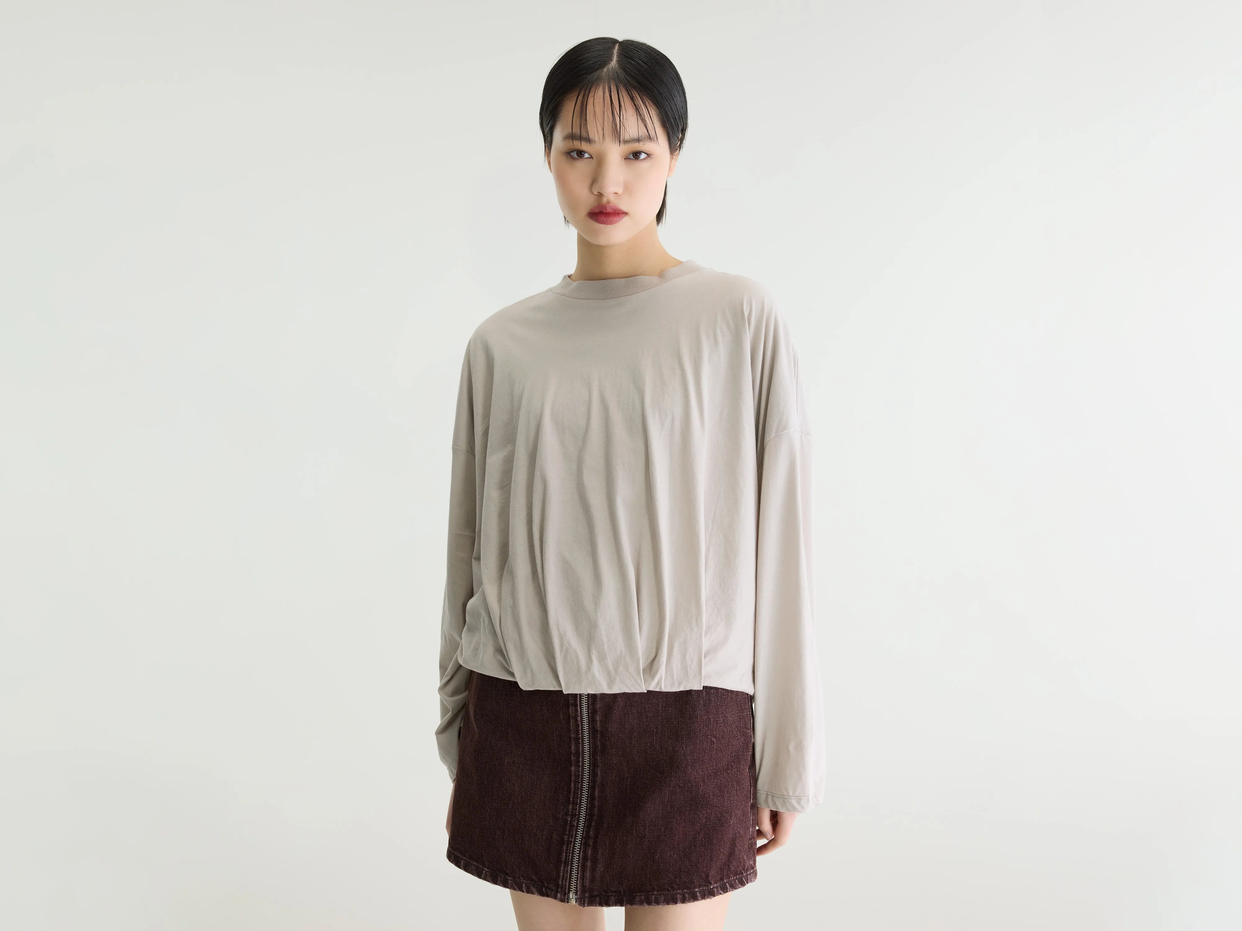 Flames cropped t-shirt met lange mouwen (262 / W / NICKEL)