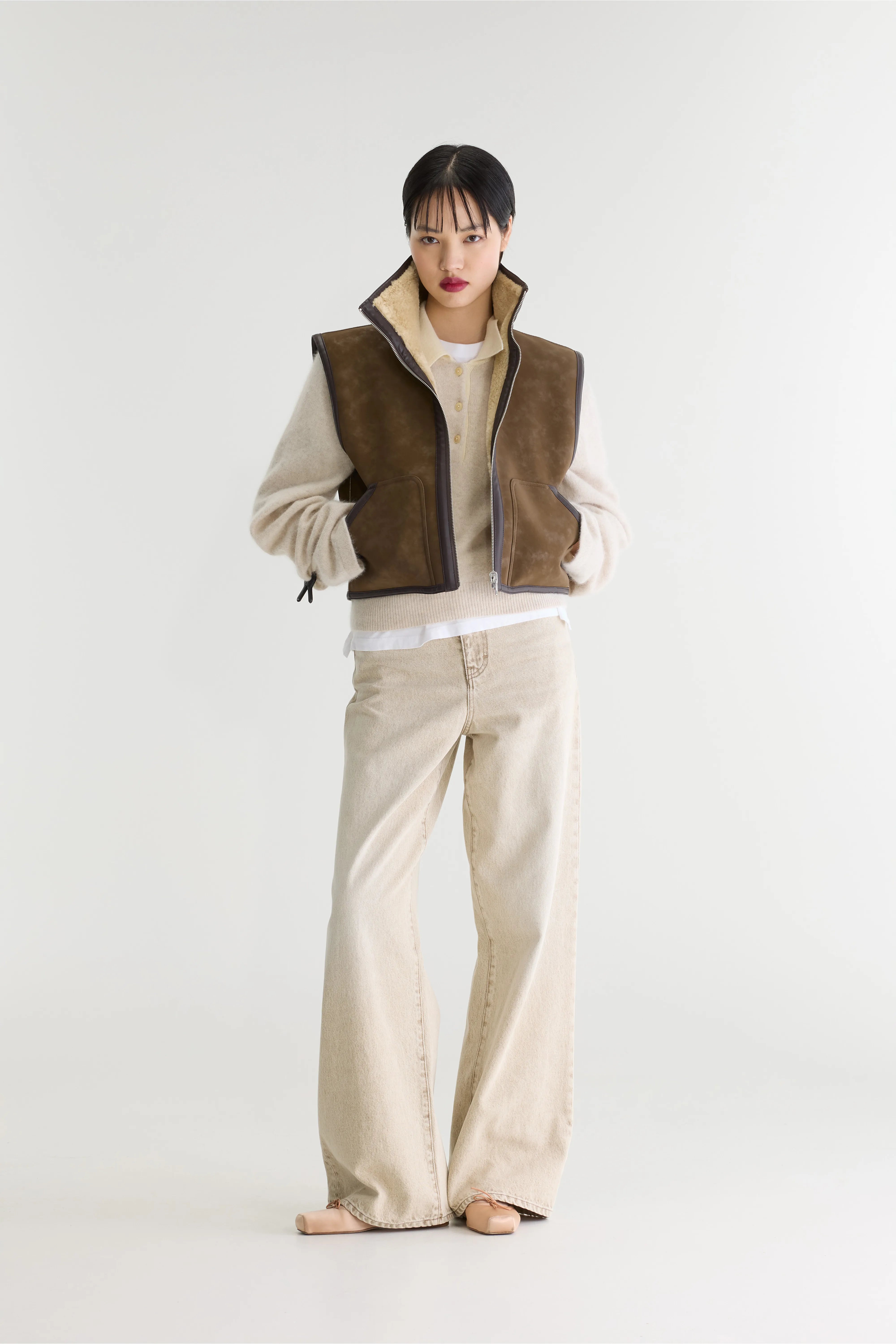 Jonson cropped sleeveless jacket (262 / W / SHEEP)