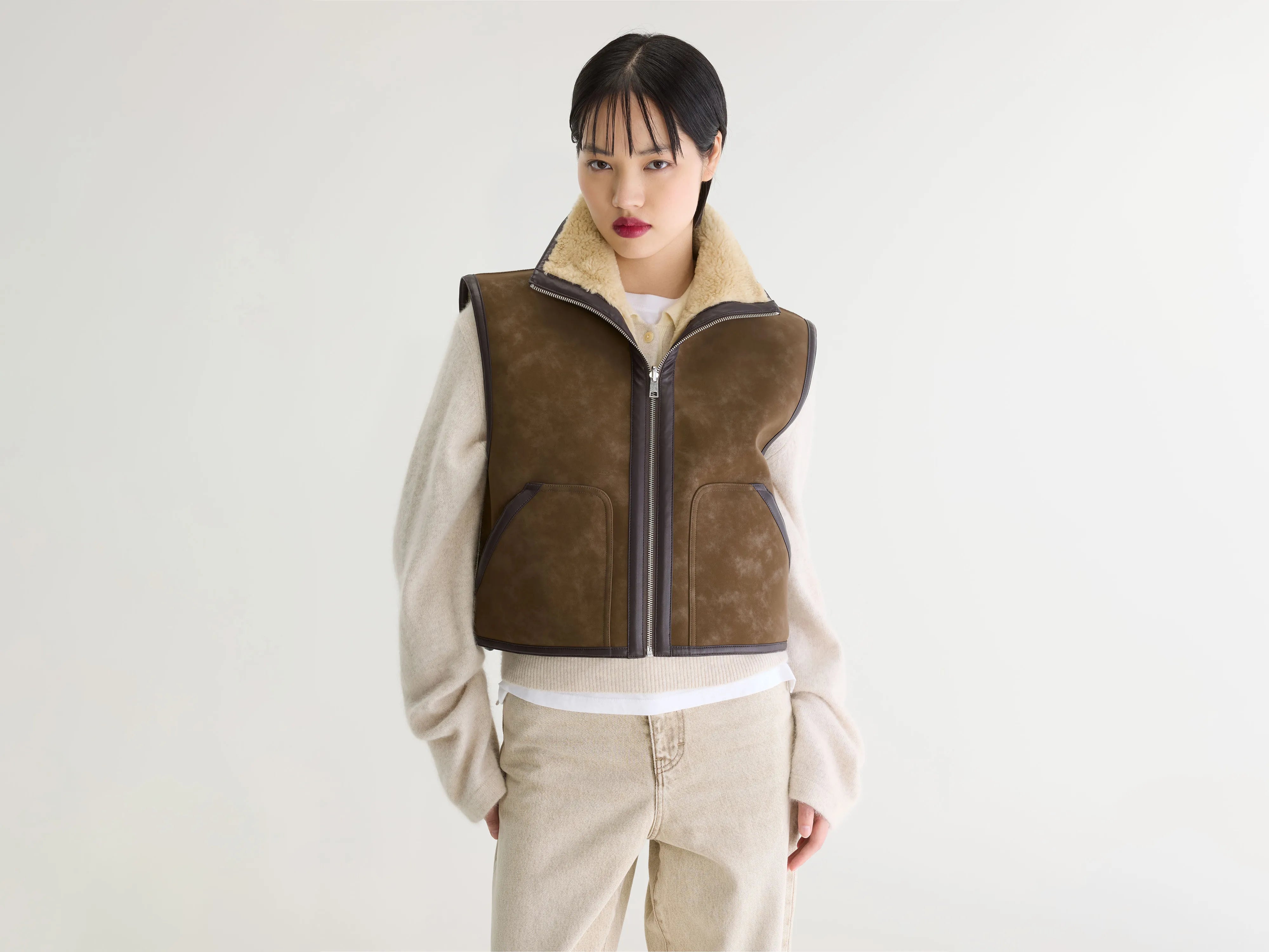 Jonson cropped sleeveless jacket (262 / W / SHEEP)
