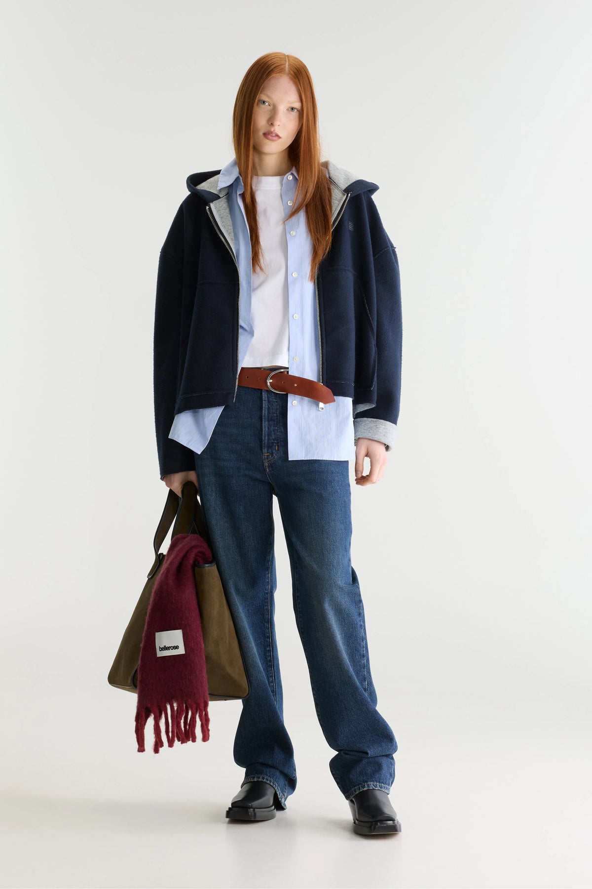 Fannel sweatshirt met capuchon (262 / W / NAVY)