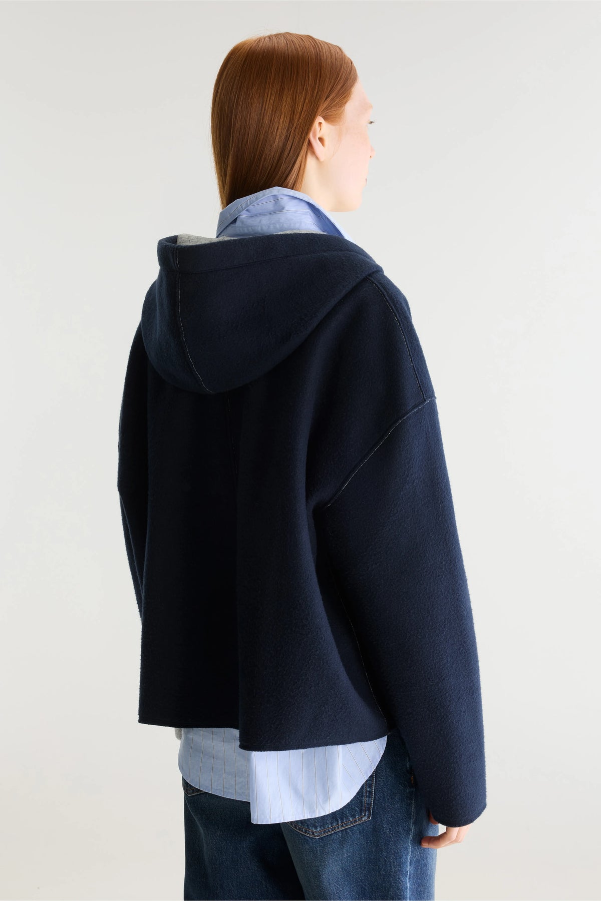 Fannel sweatshirt met capuchon (262 / W / NAVY)