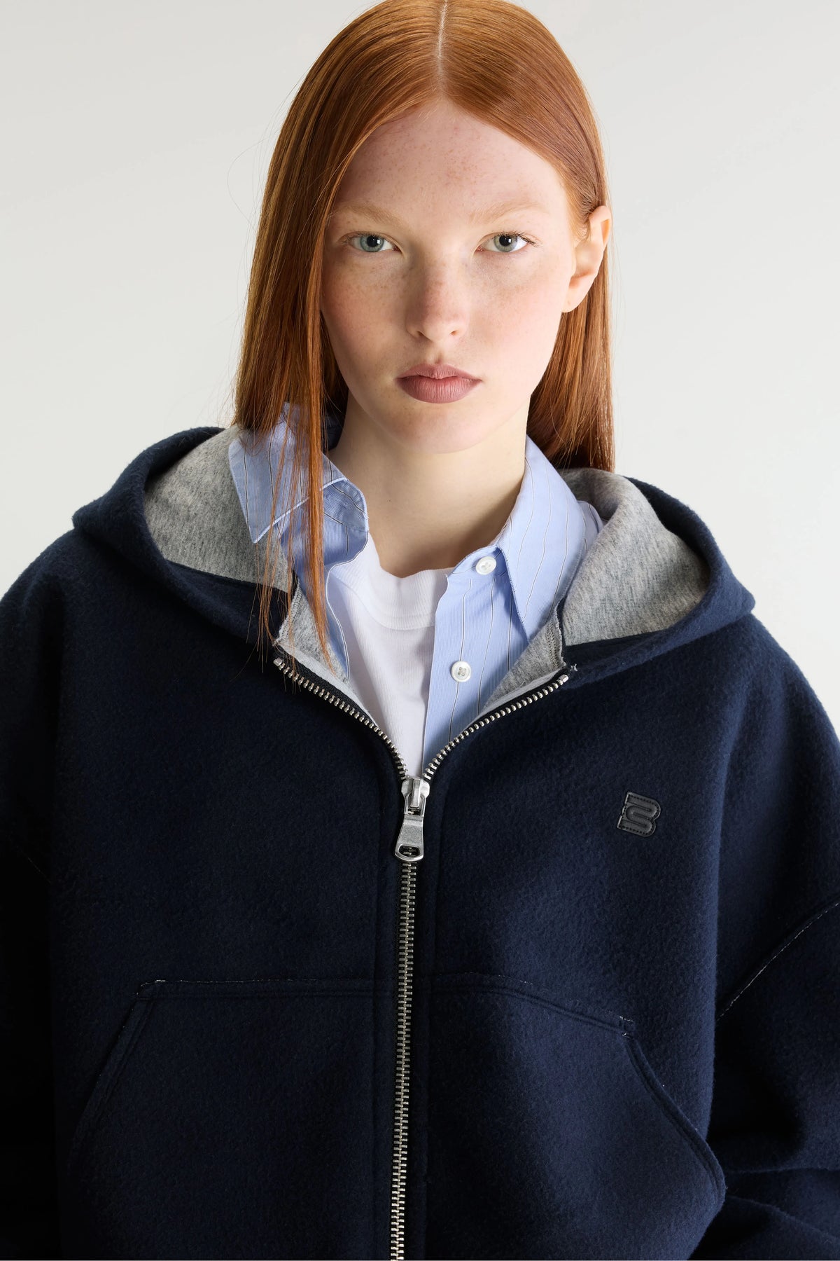 Fannel sweatshirt met capuchon (262 / W / NAVY)