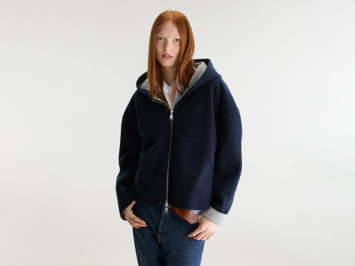 Fannel sweatshirt met capuchon (262 / W / NAVY)