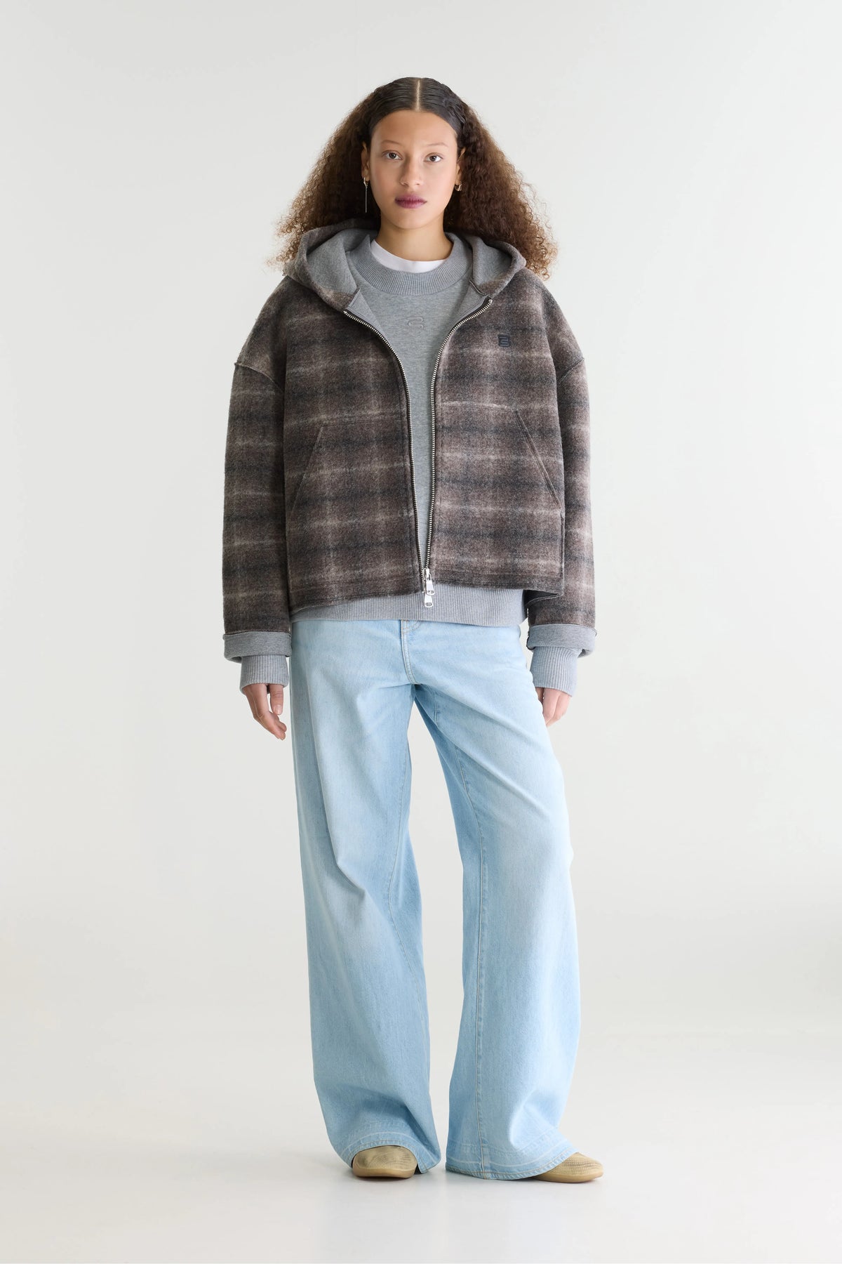 Fannel hooded checked sweatshirt (262 / W / CHECK A)