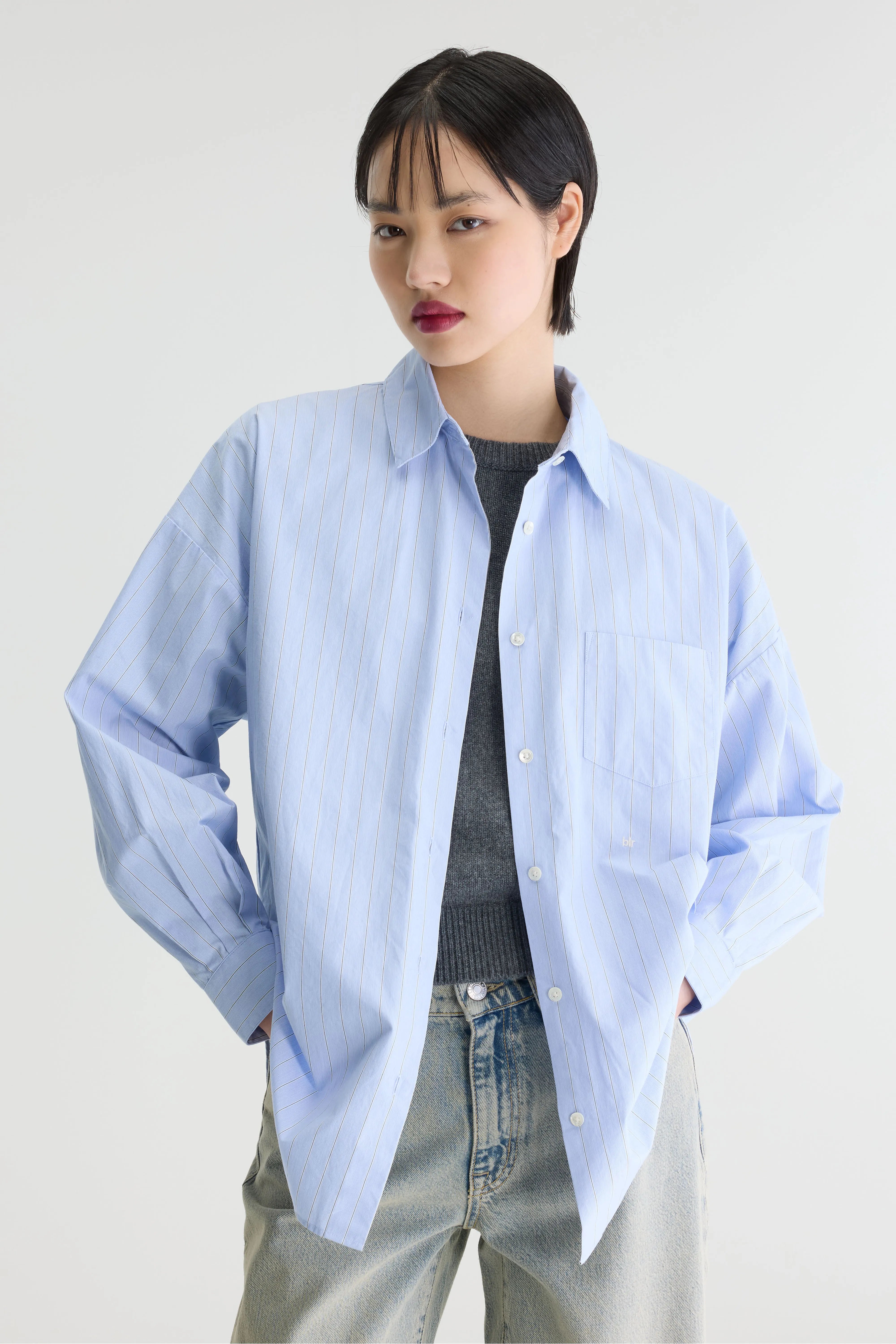 Giorgia gestreepte popeline hemd (262 / W / STRIPE A)