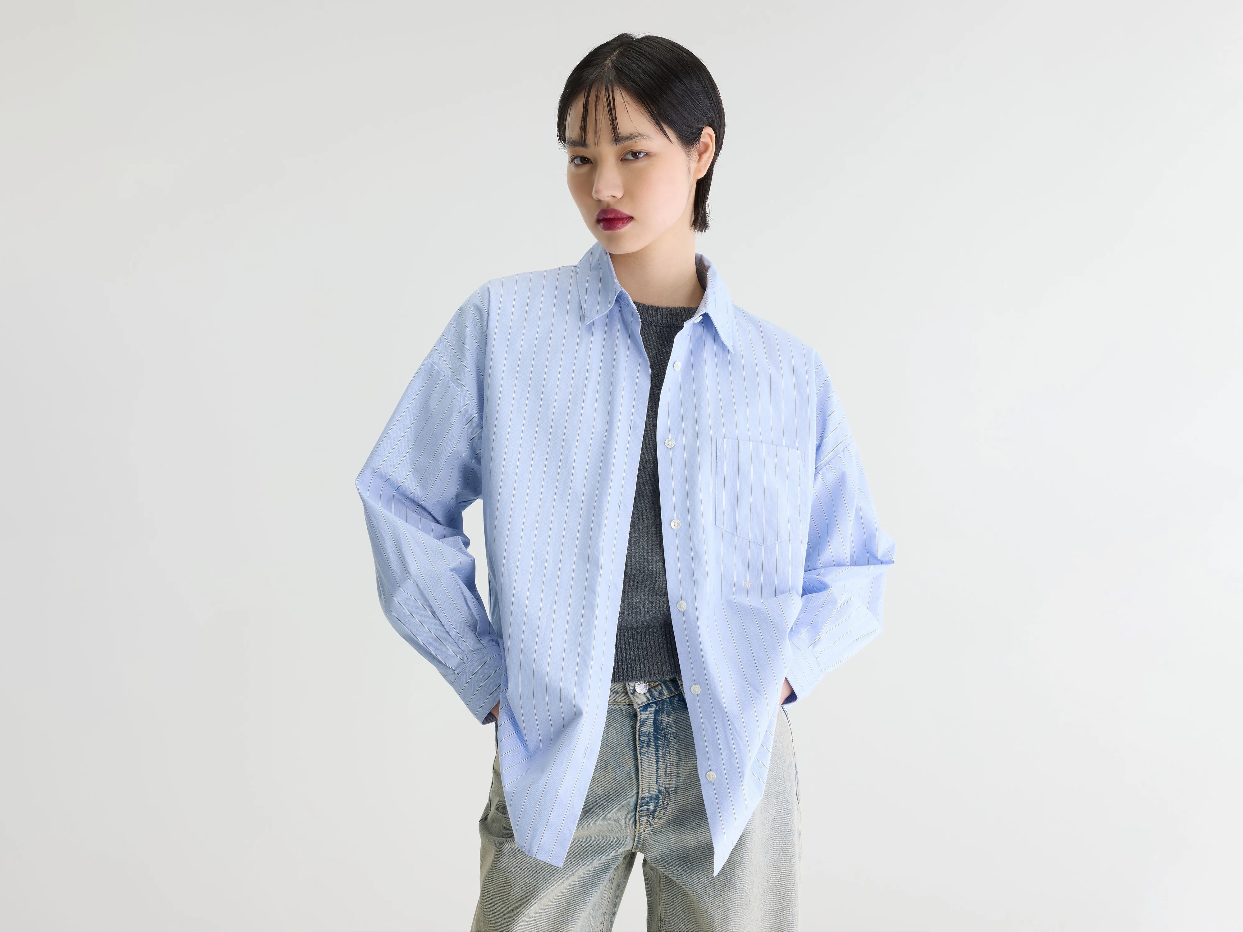 Giorgia gestreepte popeline hemd (262 / W / STRIPE A)