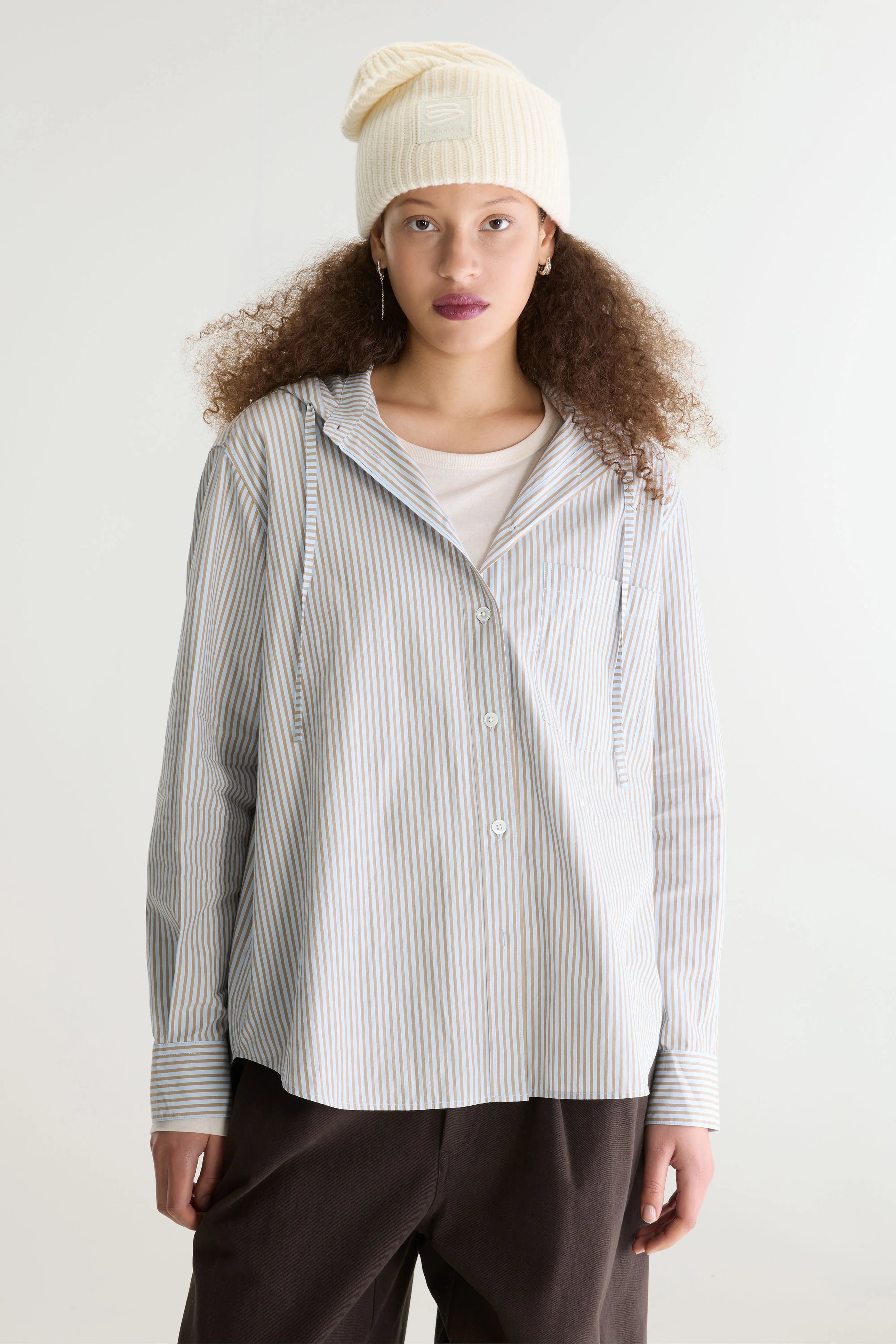 Jangle hooded poplin shirt (262 / W / STRIPE A)