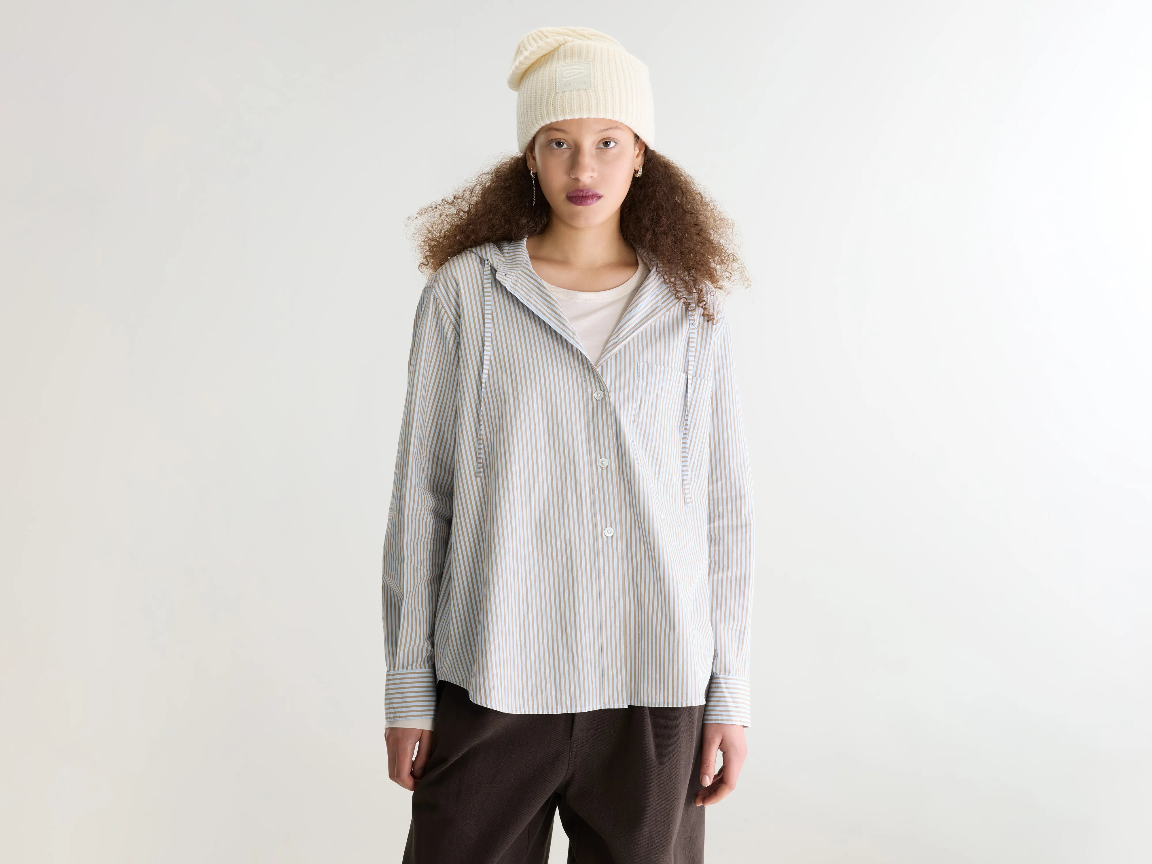 Jangle hooded poplin shirt (262 / W / STRIPE A)