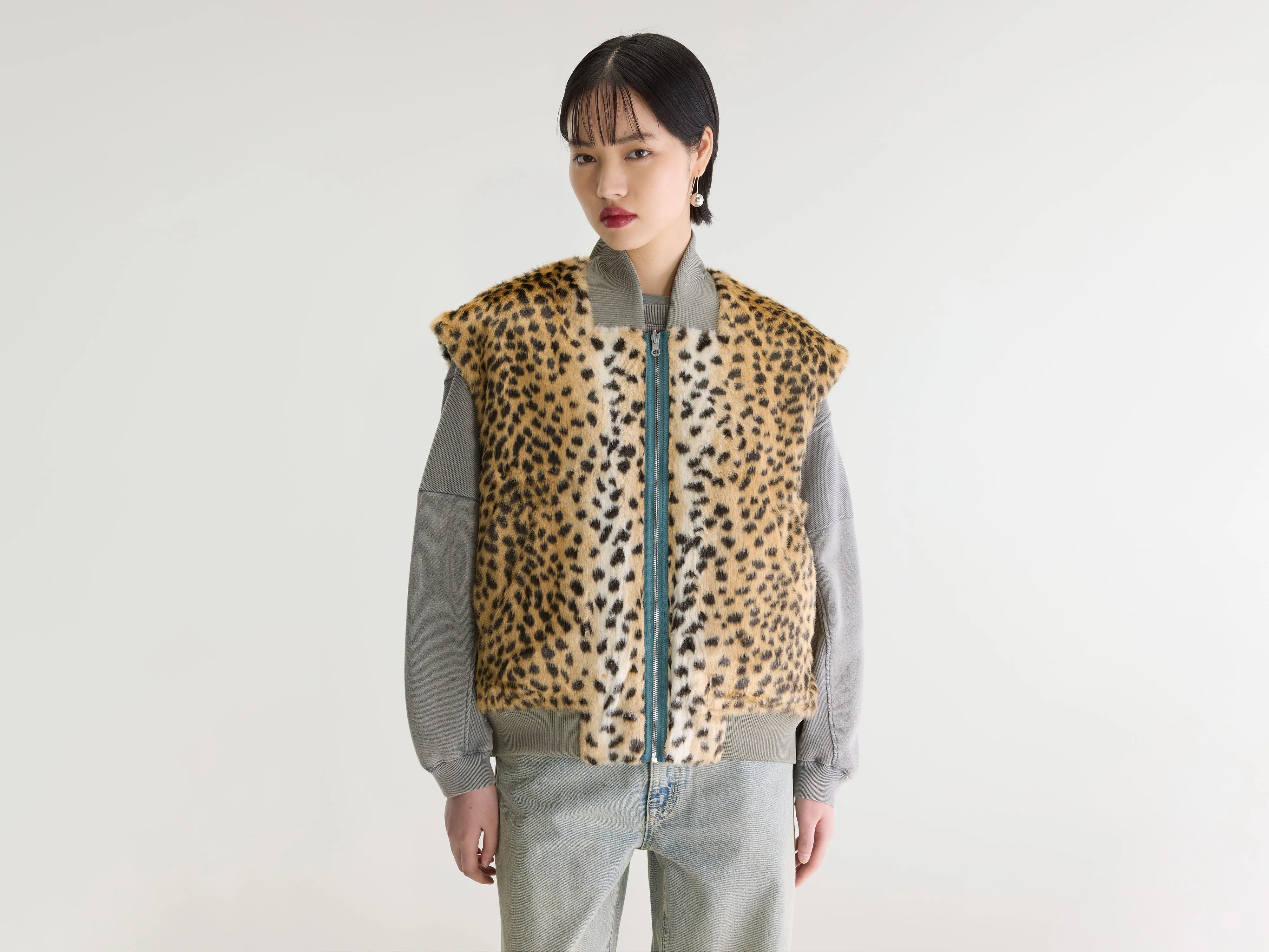 Haalo bodywarmer met luipaardprint (262 / W / ARDOISE)