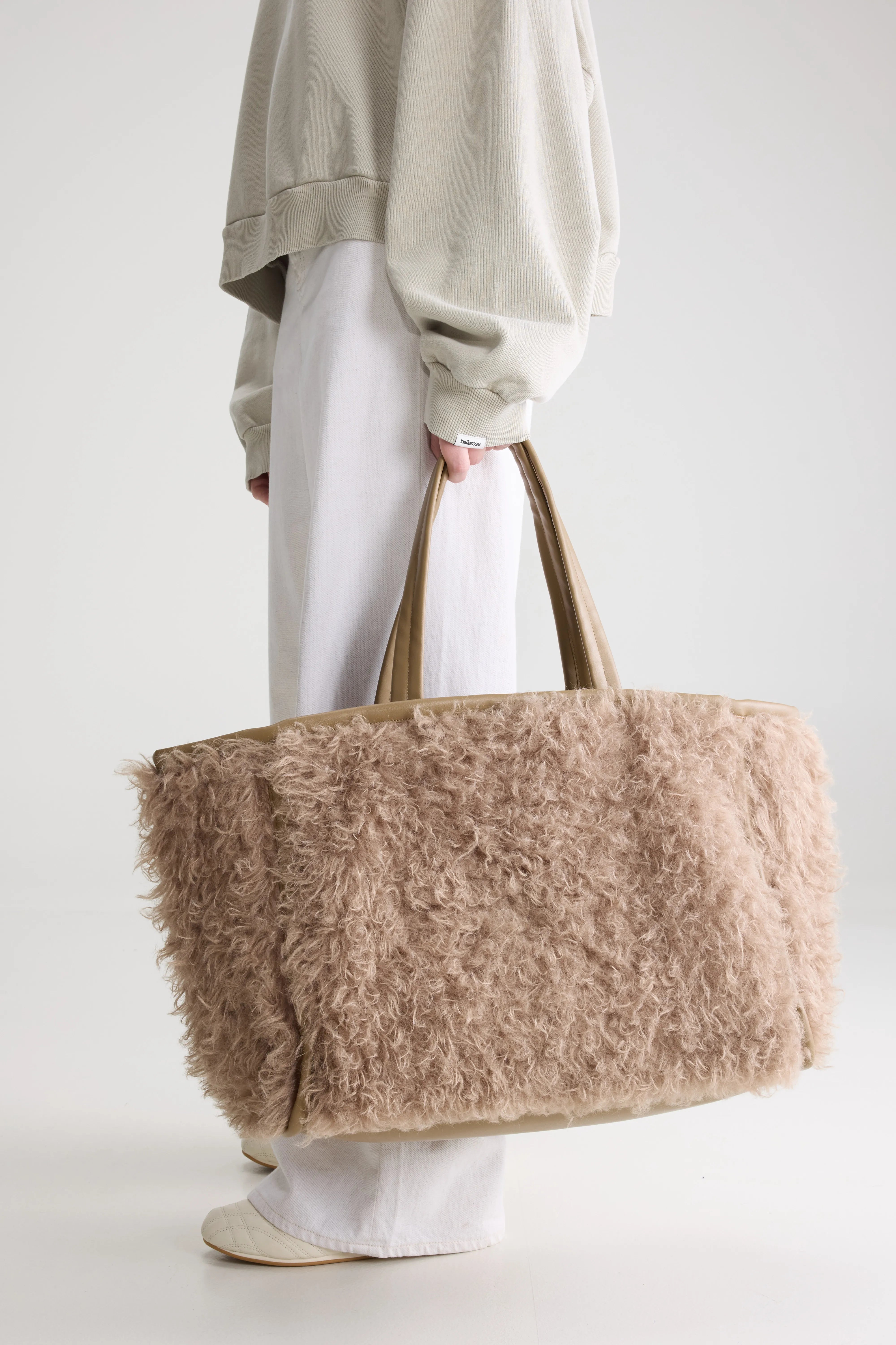 Hetje tote bag van imitatiebont (262 / W / BONE)