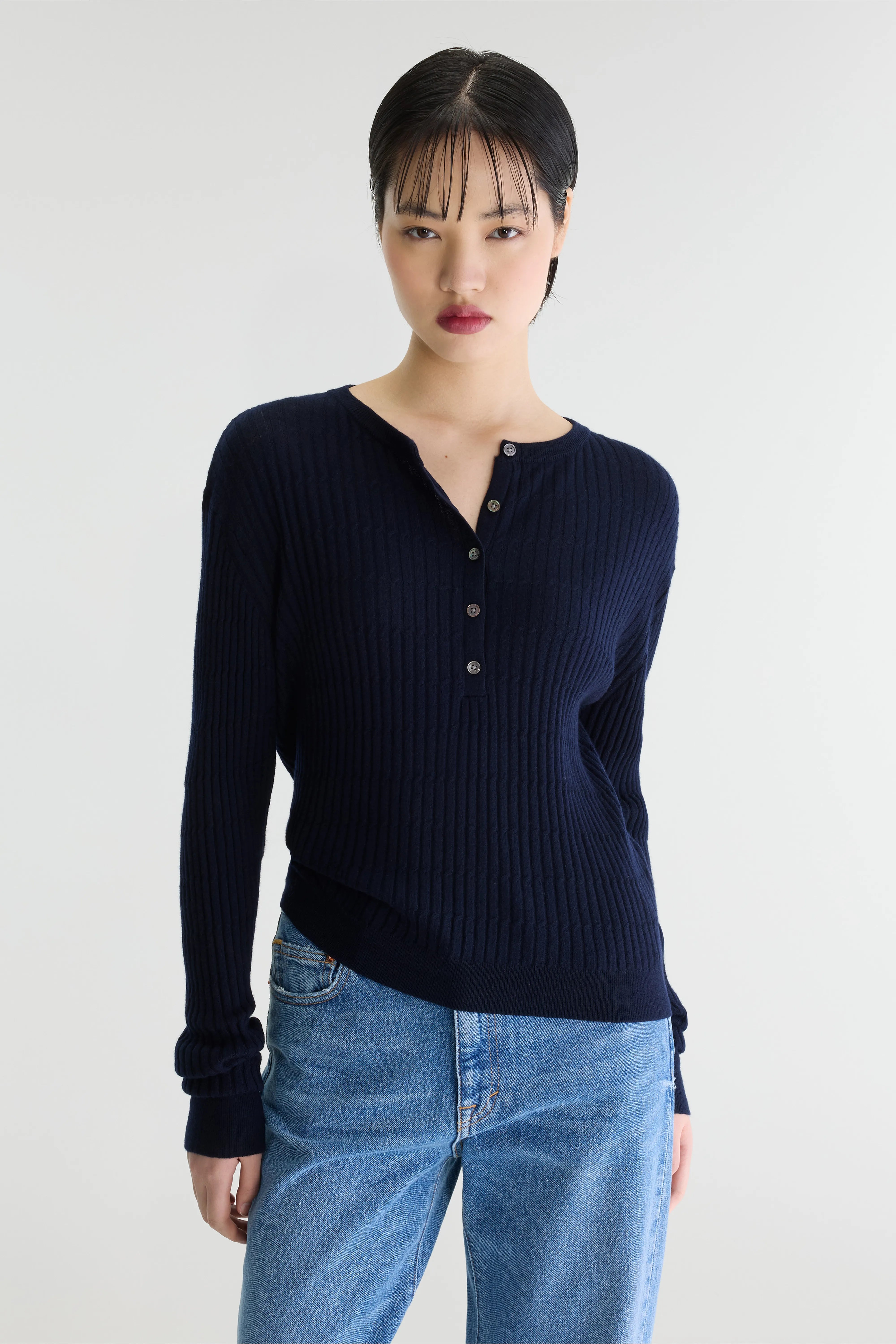 Pull col tunisien Aryro (262 / W / NAVY)