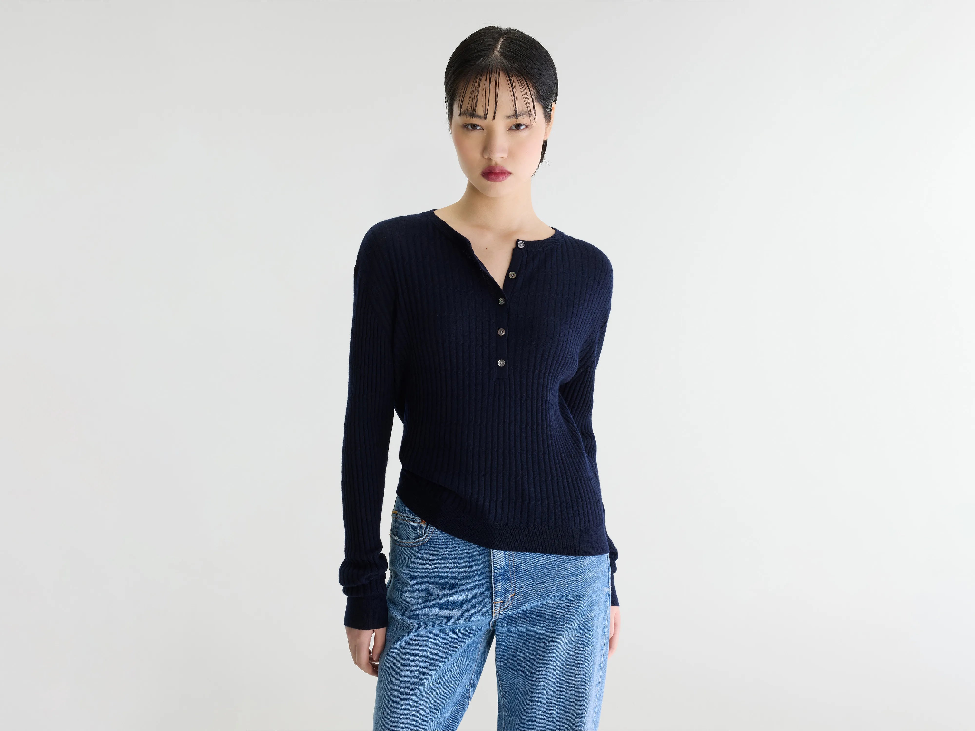 Pull col tunisien Aryro (262 / W / NAVY)