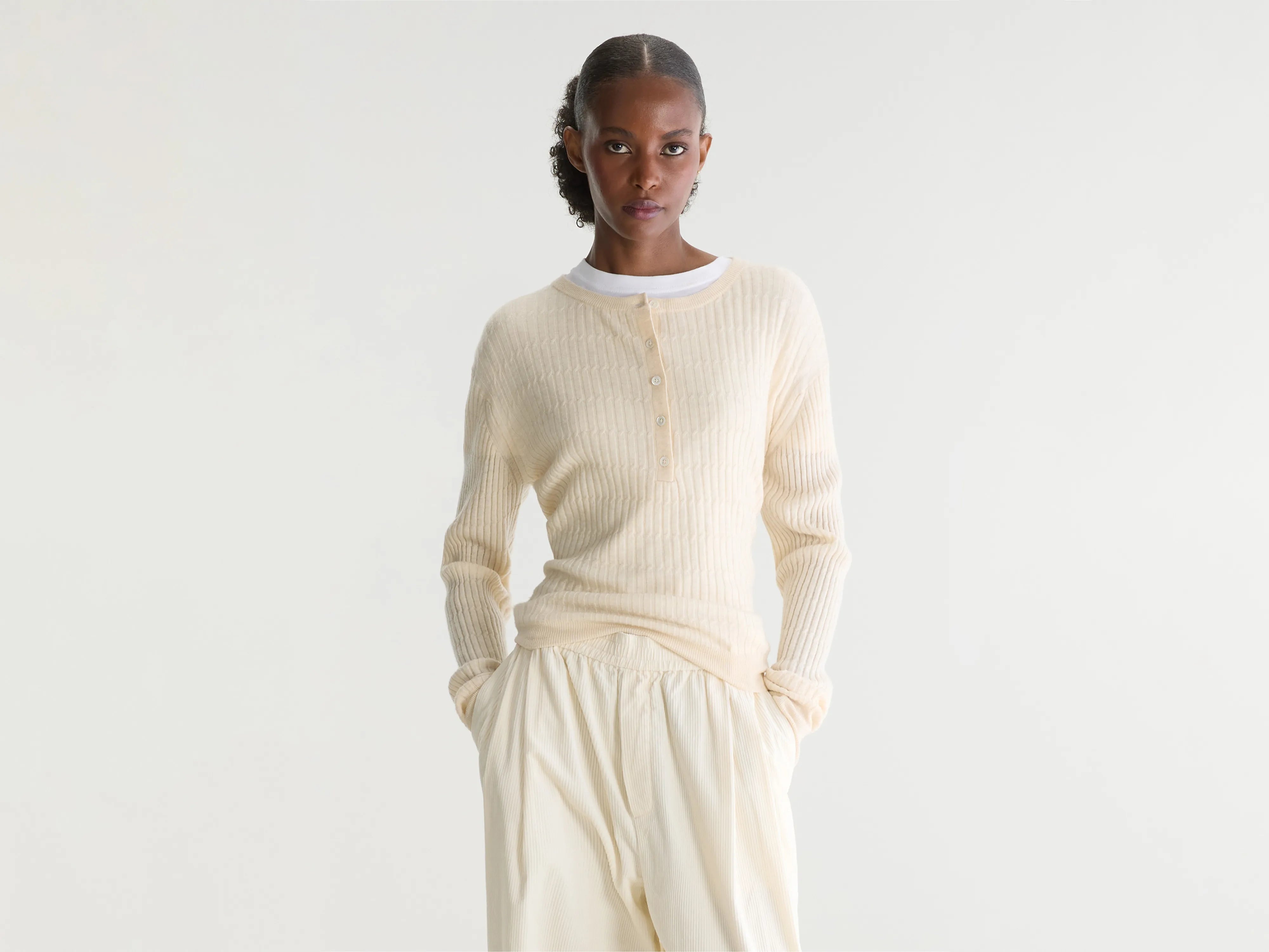 Aryro Tunisian-collar sweater (262 / W / NATURAL)