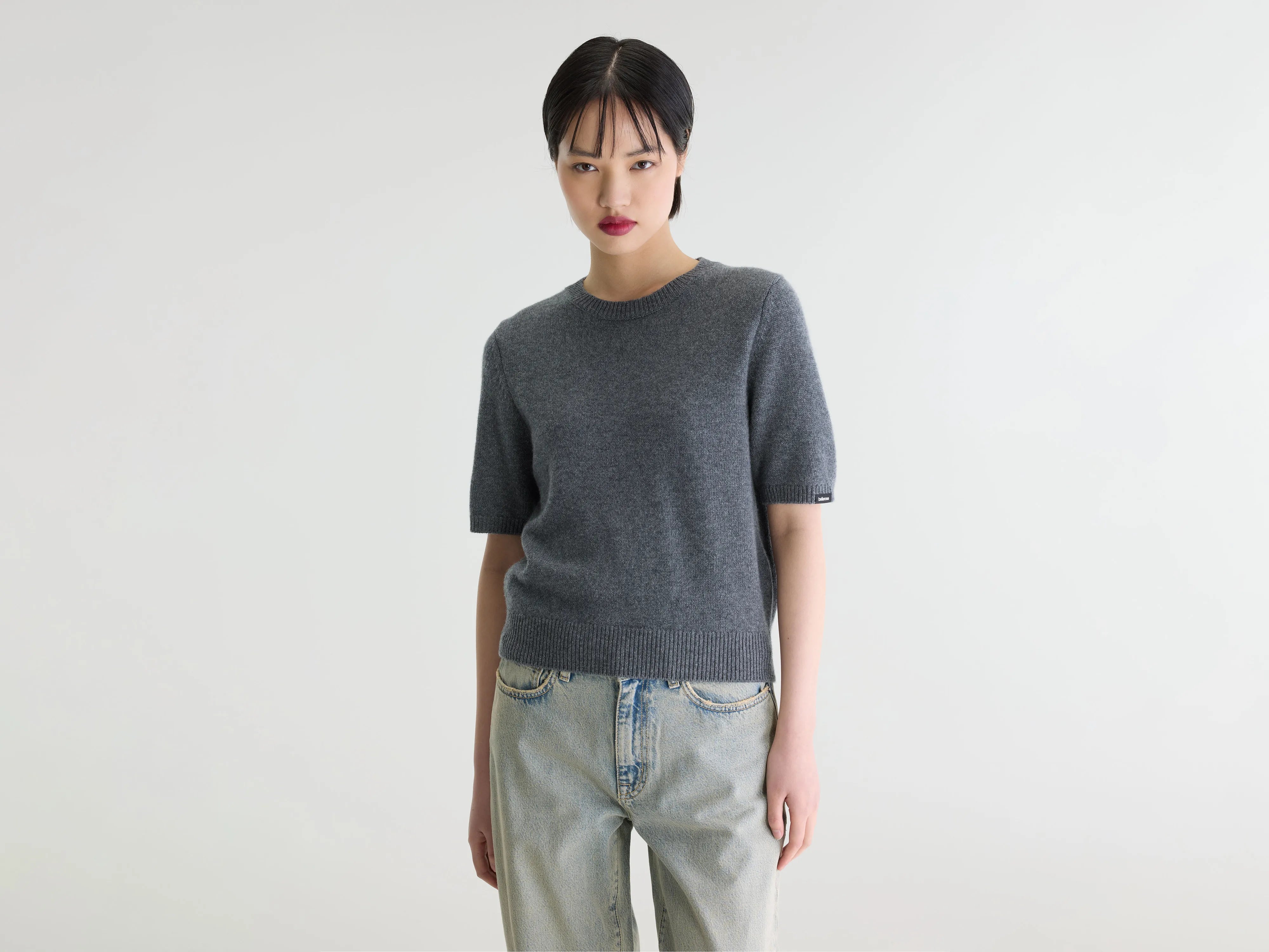 Synad short-sleeve cashmere sweater (262 / W / GREY MELANGE)