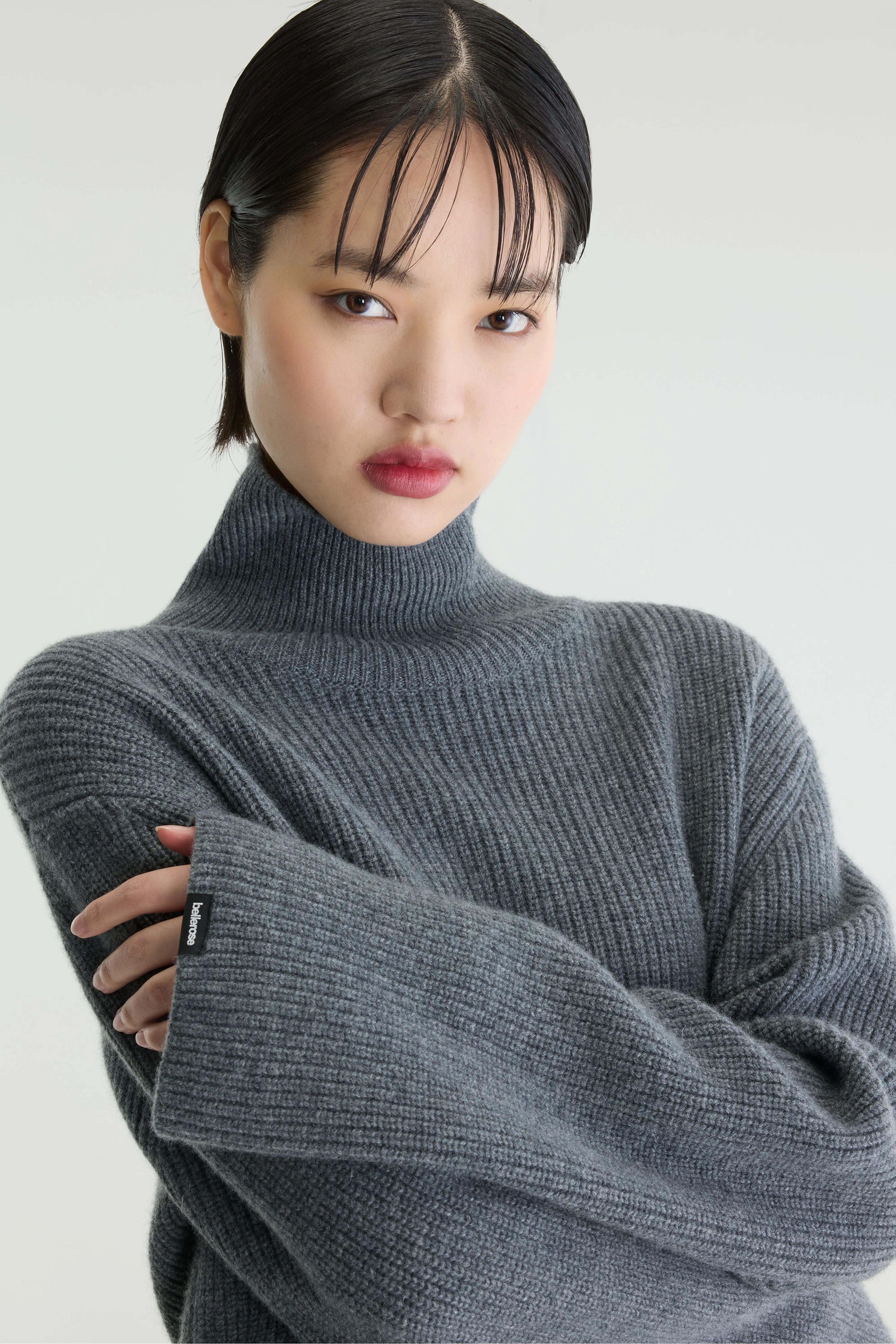 Synin funnel neck cashmere sweater (262 / W / GREY MELANGE)