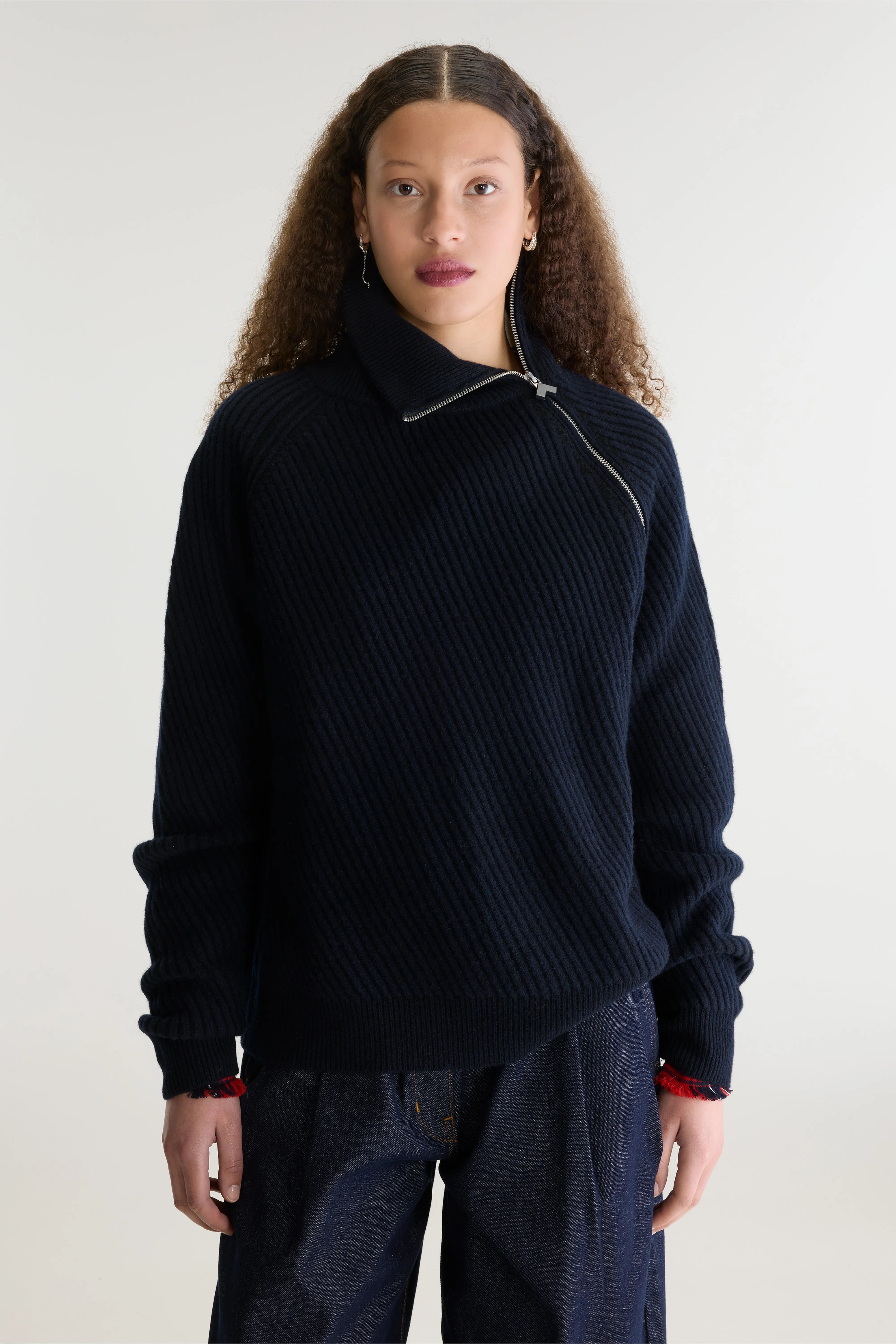 Dorry zip-turtleneck sweater (262 / W / NAVY)