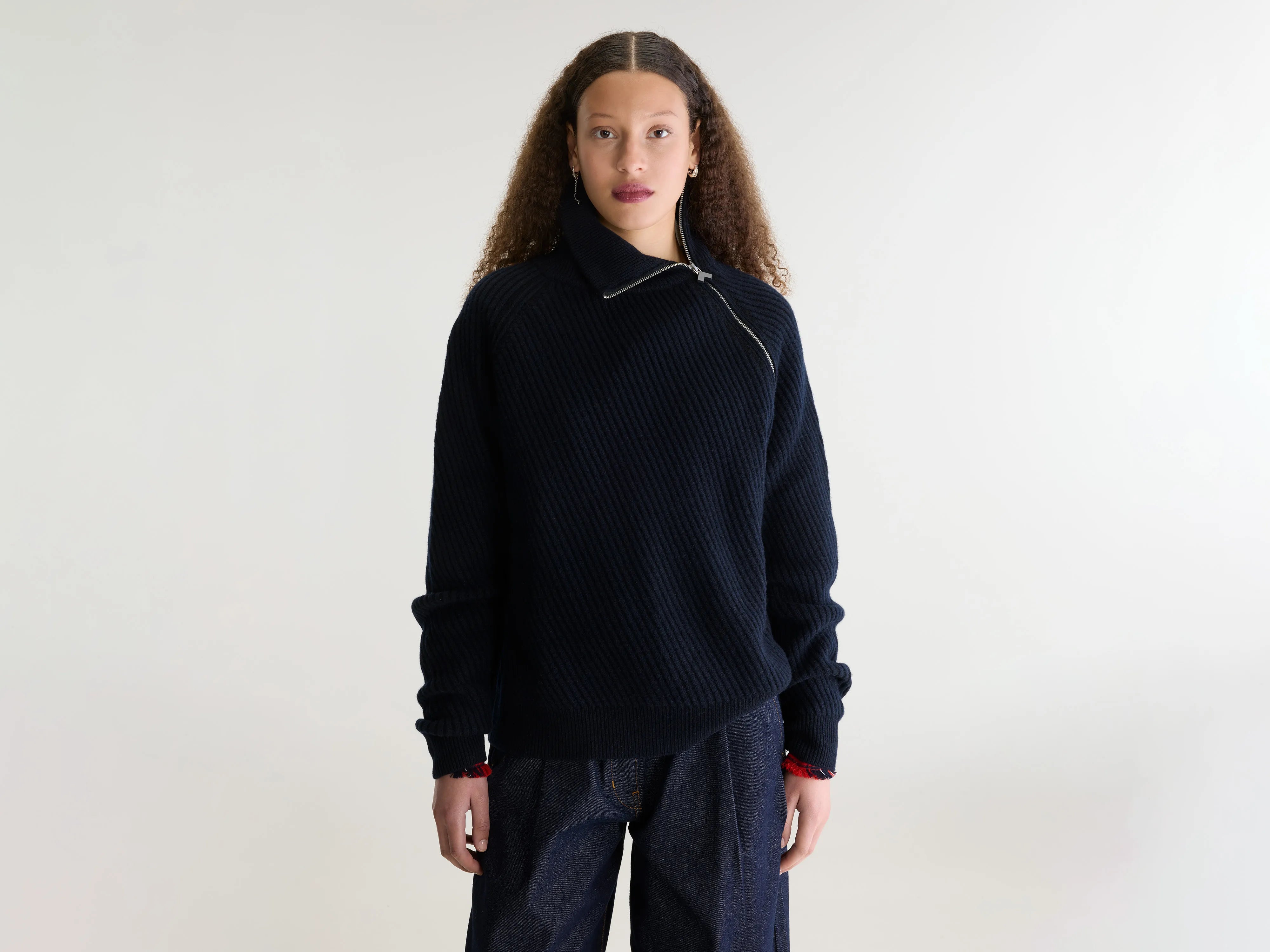 Dorry zip-turtleneck sweater (262 / W / NAVY)