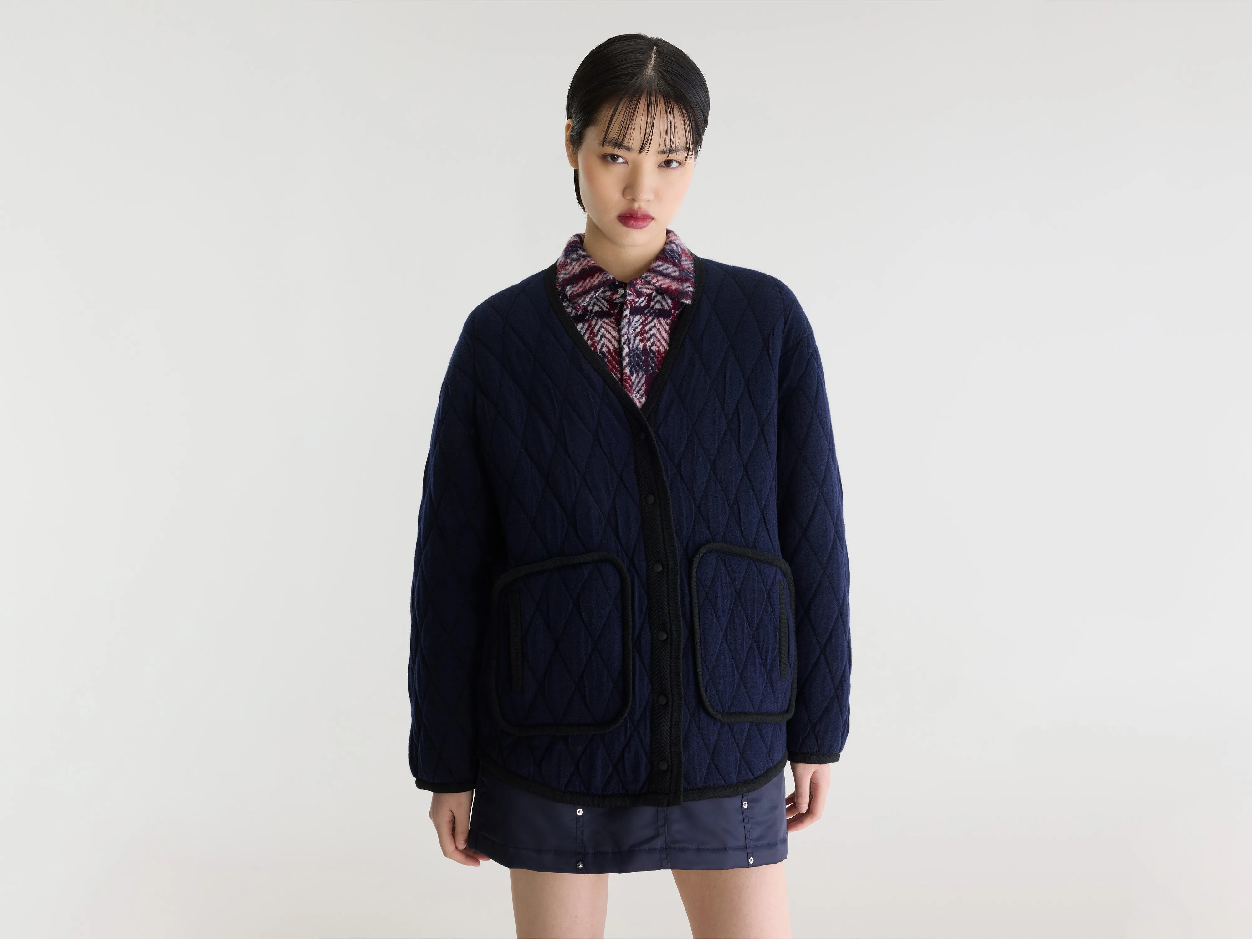 Cardigan col V Aiga (262 / W / NAVY)
