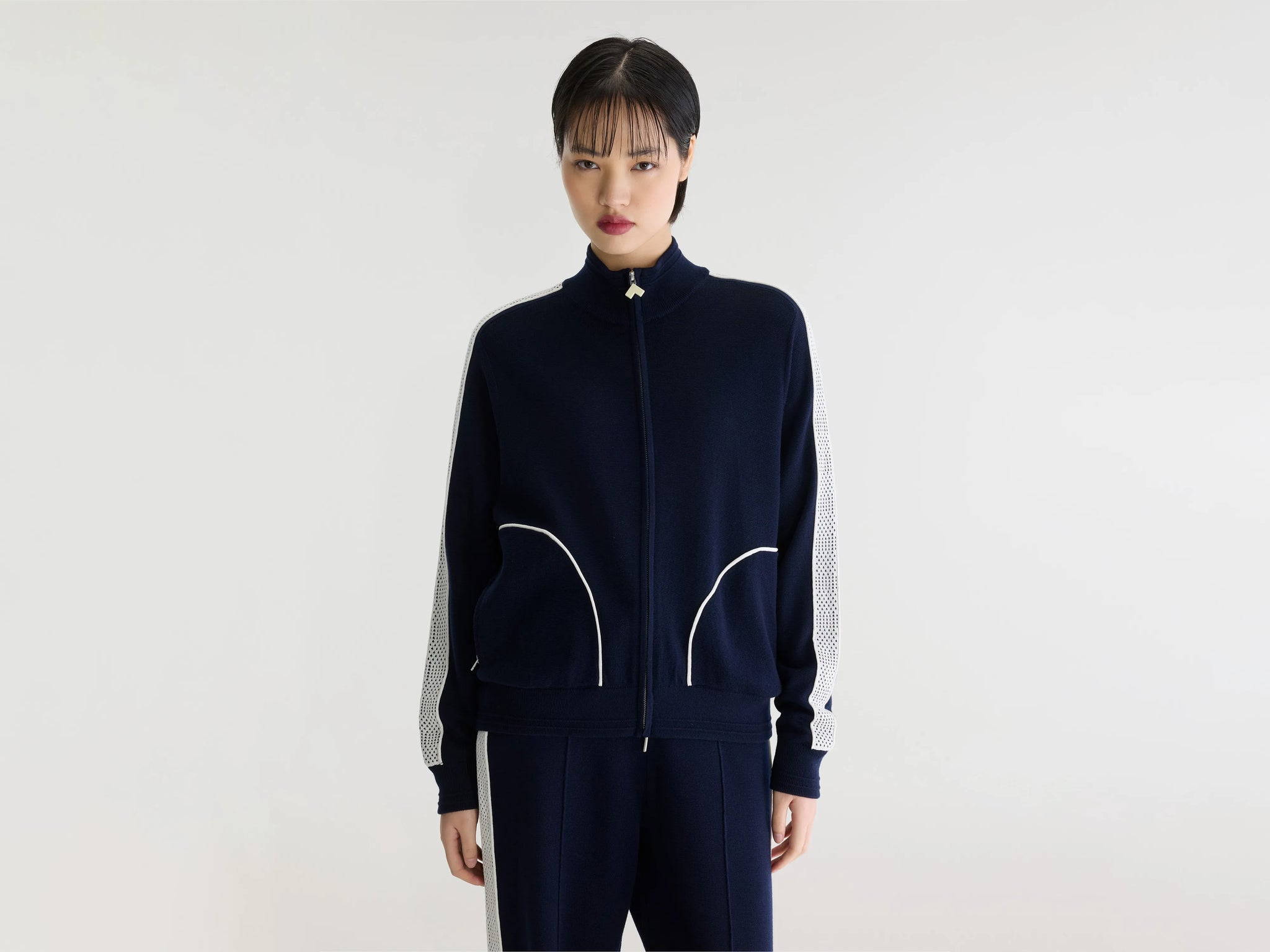Navy wool zipped cardigan - Women | Bellerose