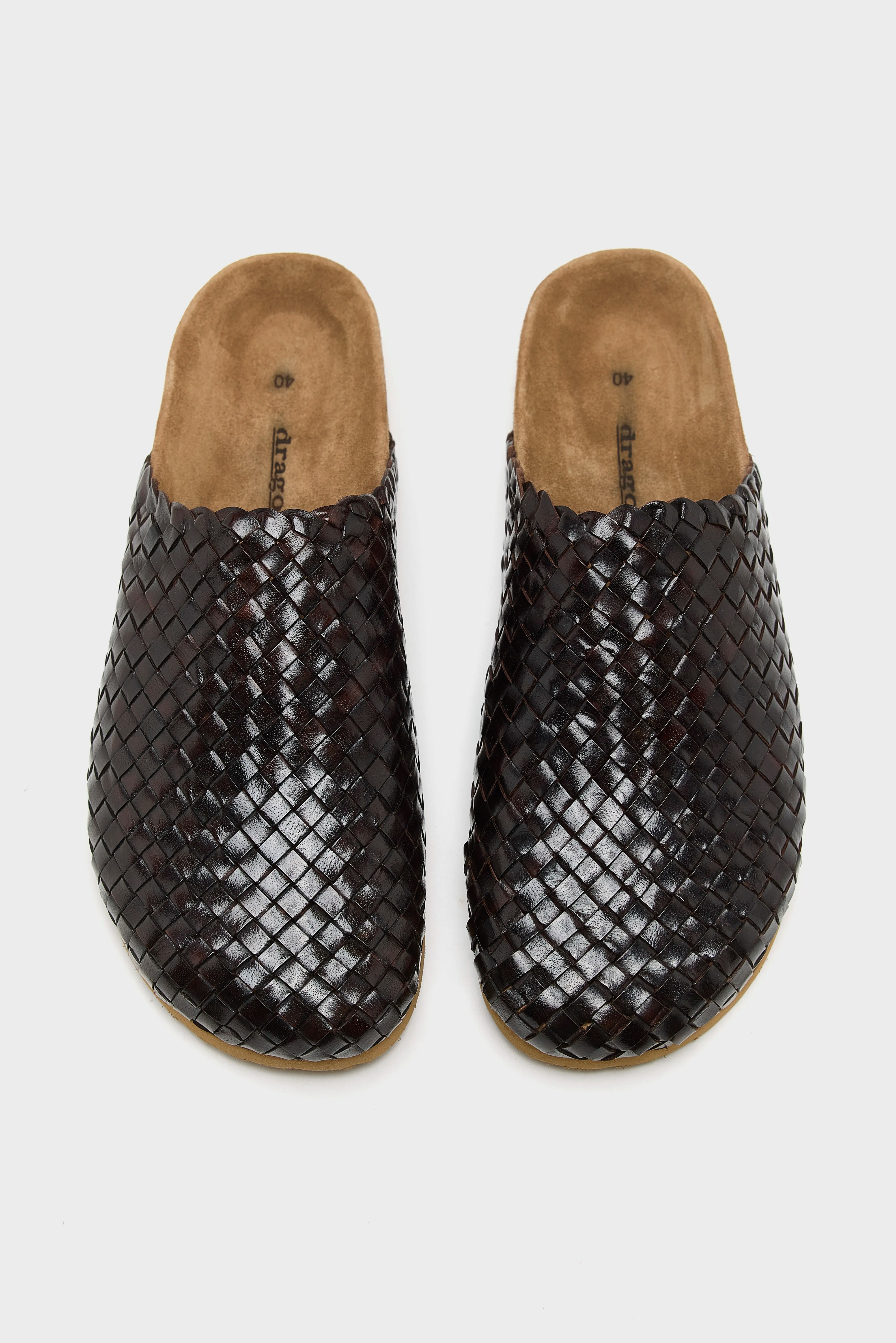 Mules en Cuir Tressé (251 / W / BROWN)
