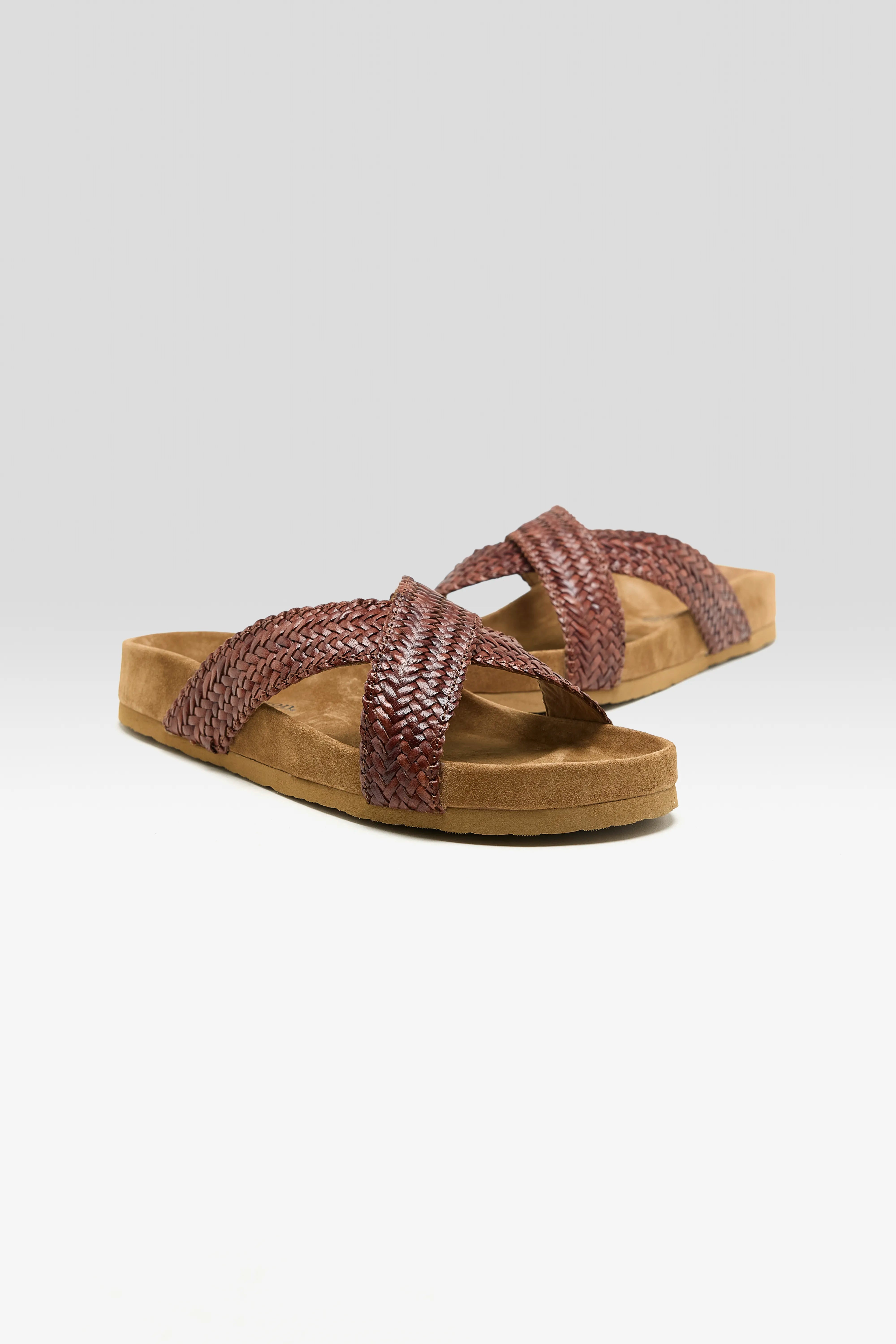 Handgeweven Leren Sandalen (261 / W / DARK BROWN)