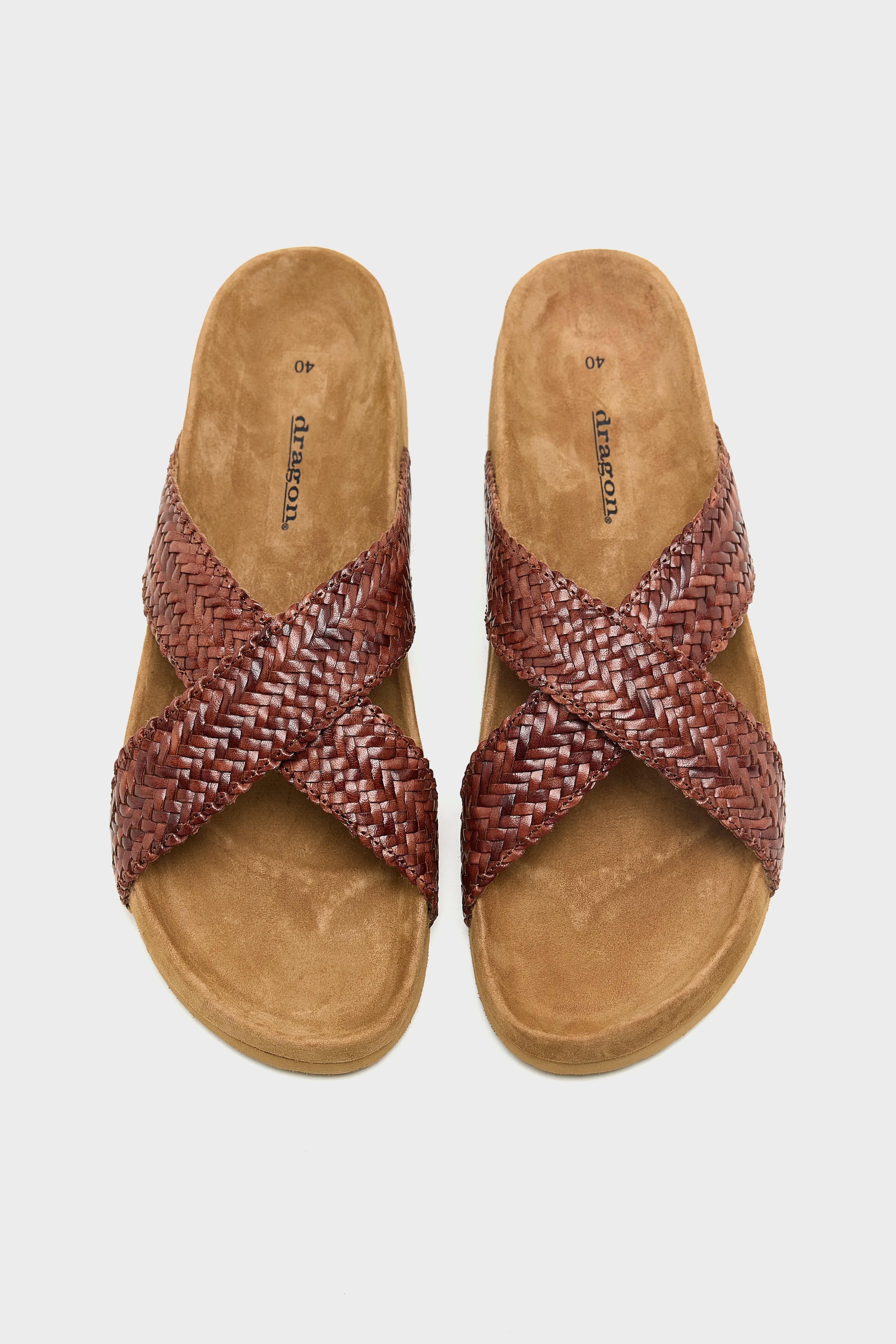 Handgeweven Leren Sandalen (261 / W / DARK BROWN)