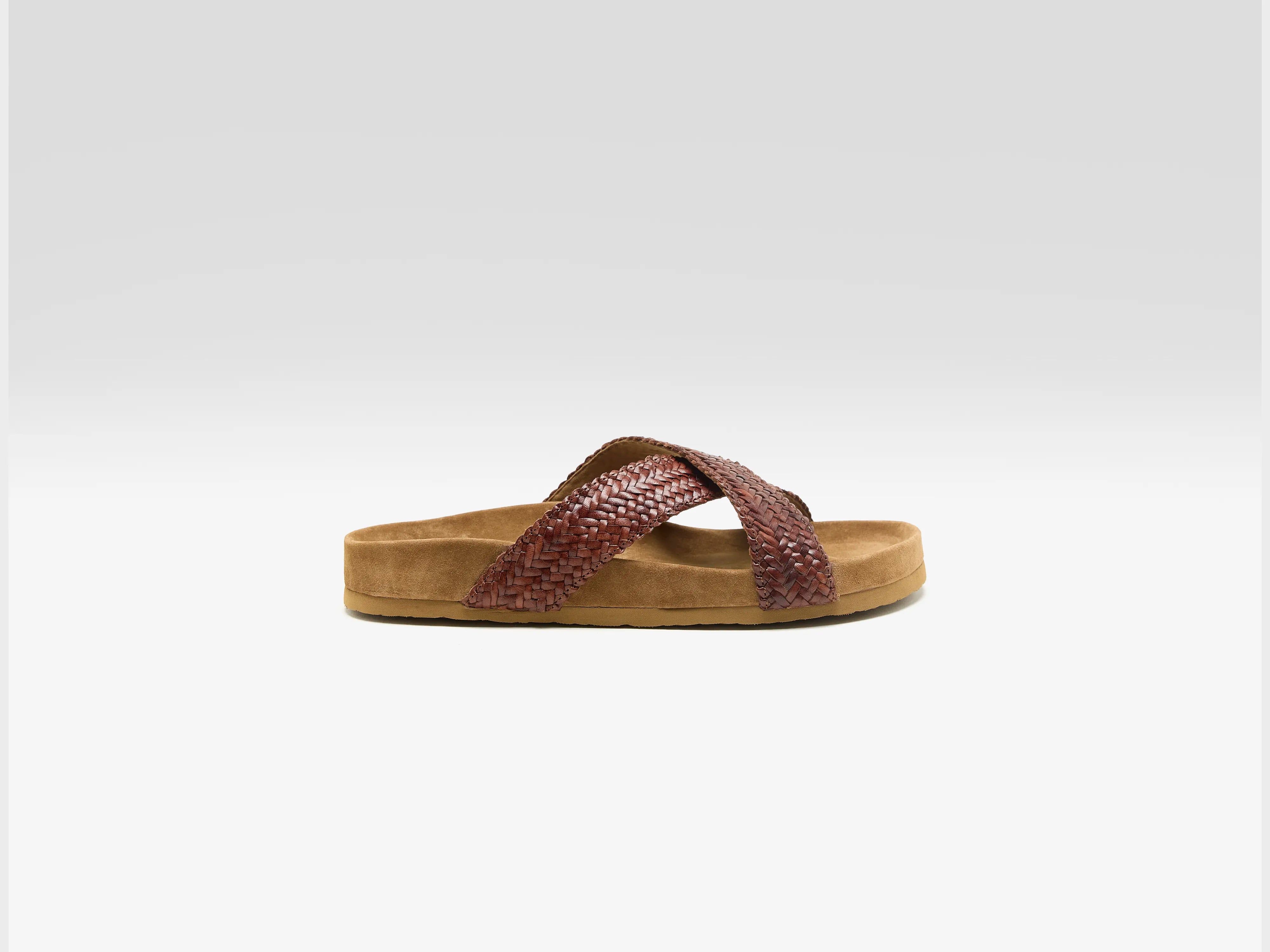 Handgeweven Leren Sandalen (261 / W / DARK BROWN)