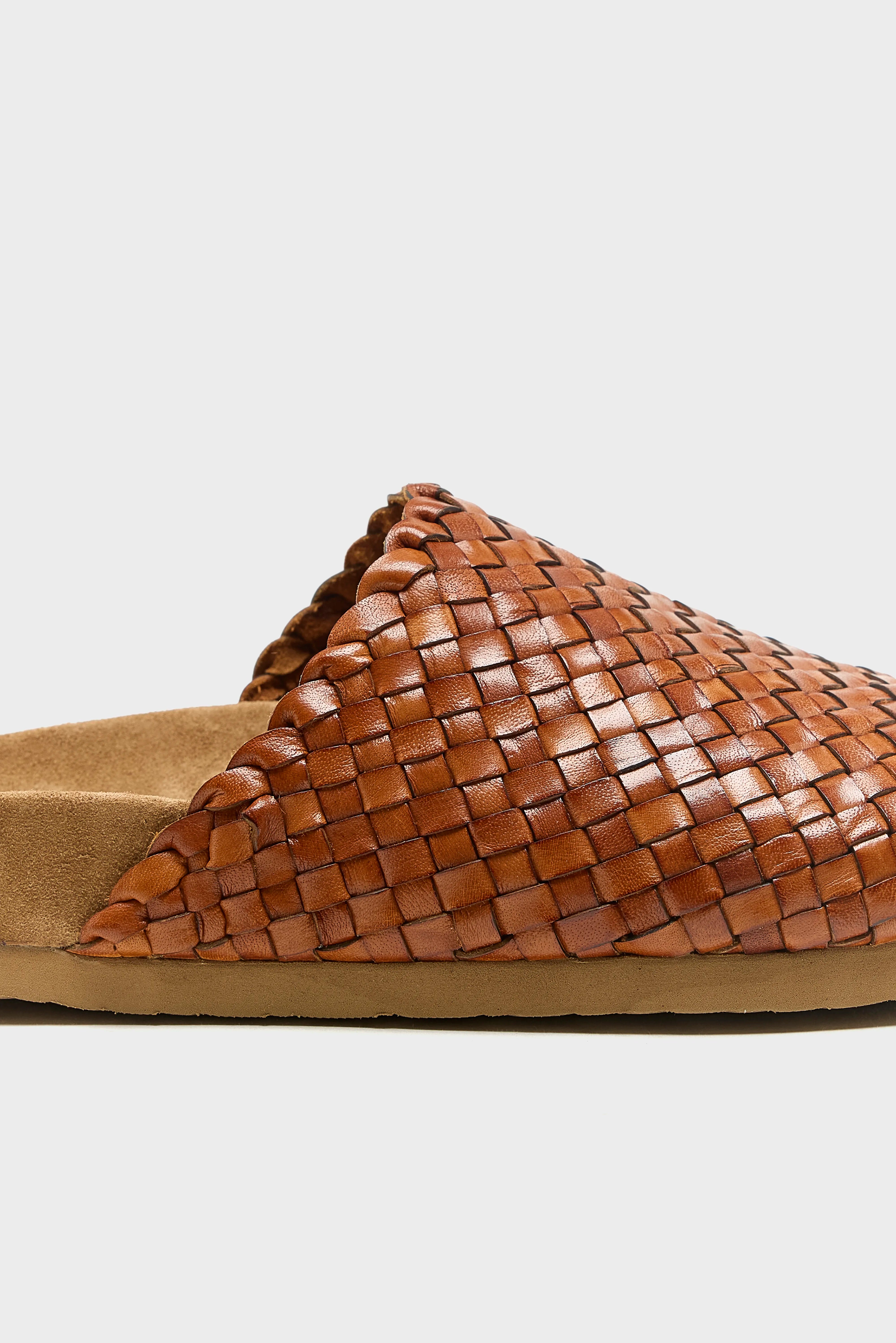 Woven Leather Mule Sandals (261 / W / BROWN)