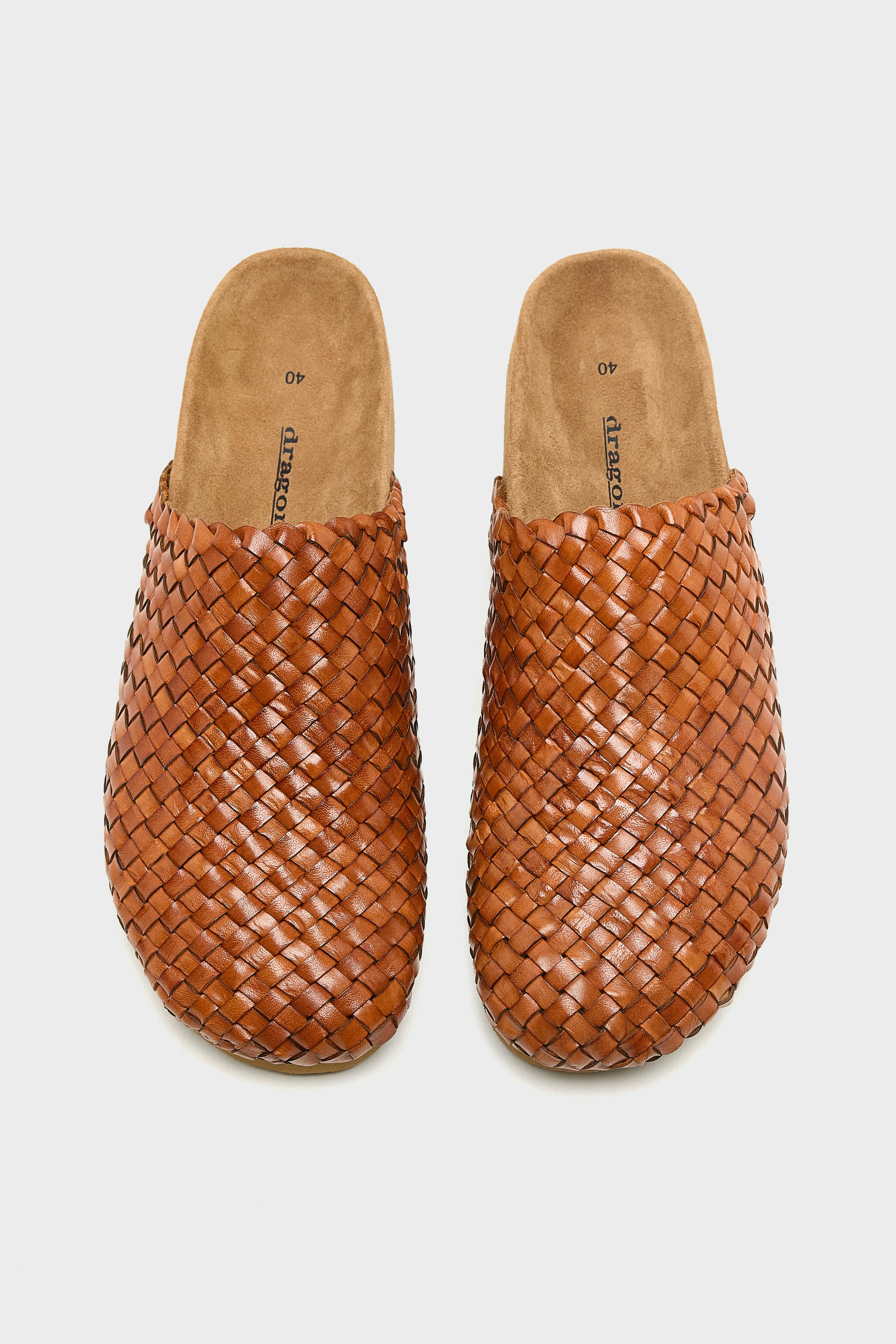 Woven Leather Mule Sandals (261 / W / BROWN)