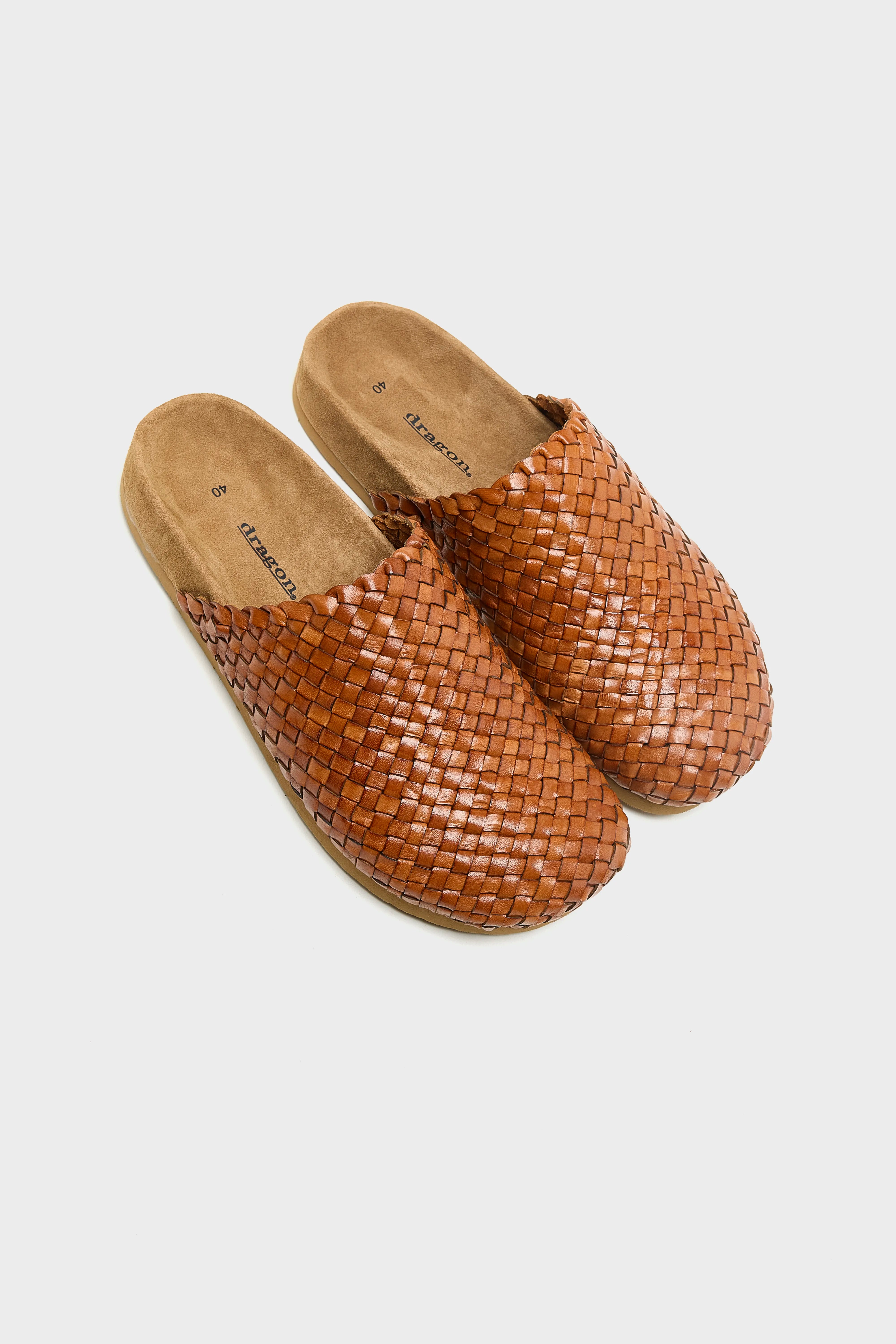 Woven Leather Mule Sandals (261 / W / BROWN)