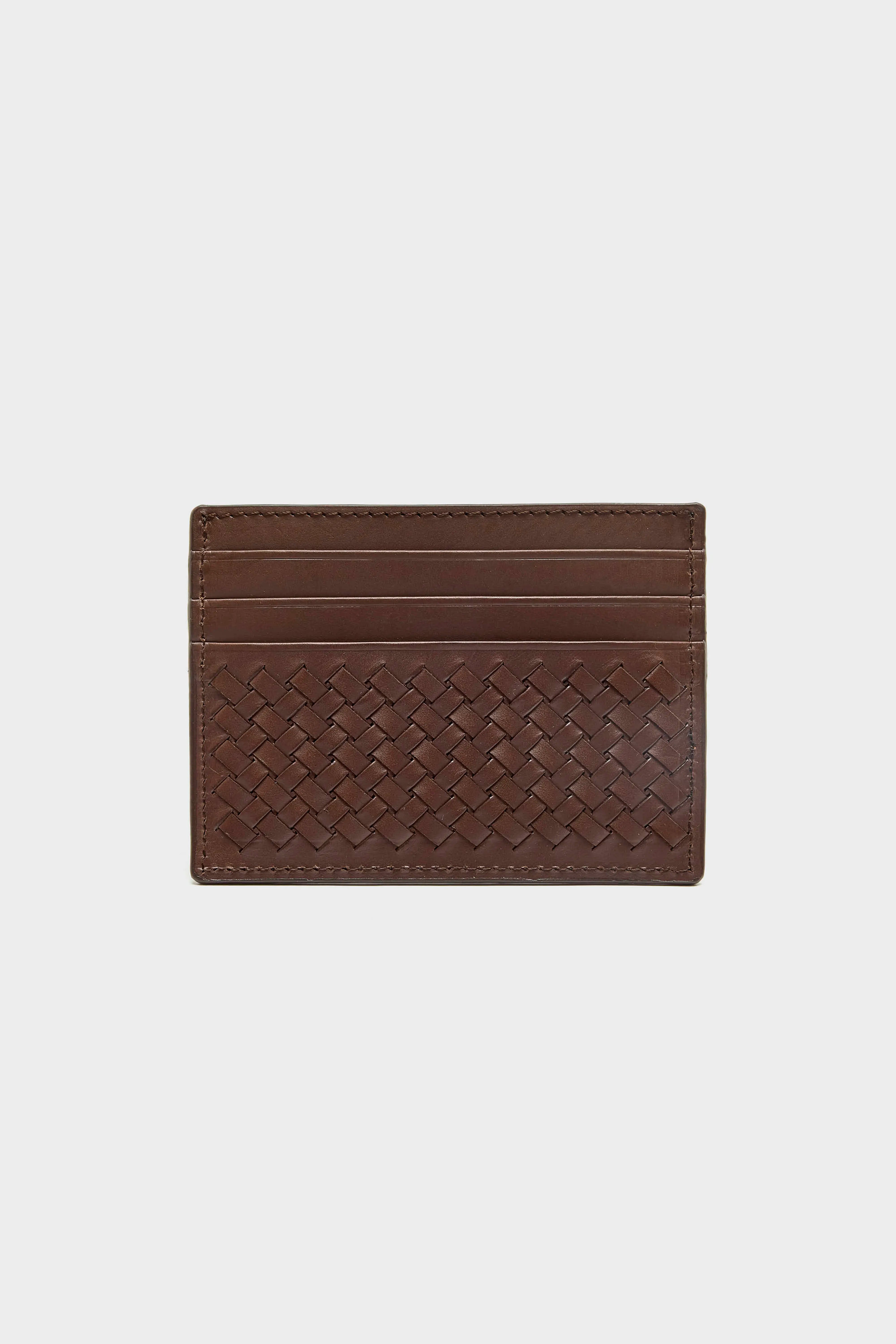 Geweven Leren Pasjeshouder (262 / W / BROWN)