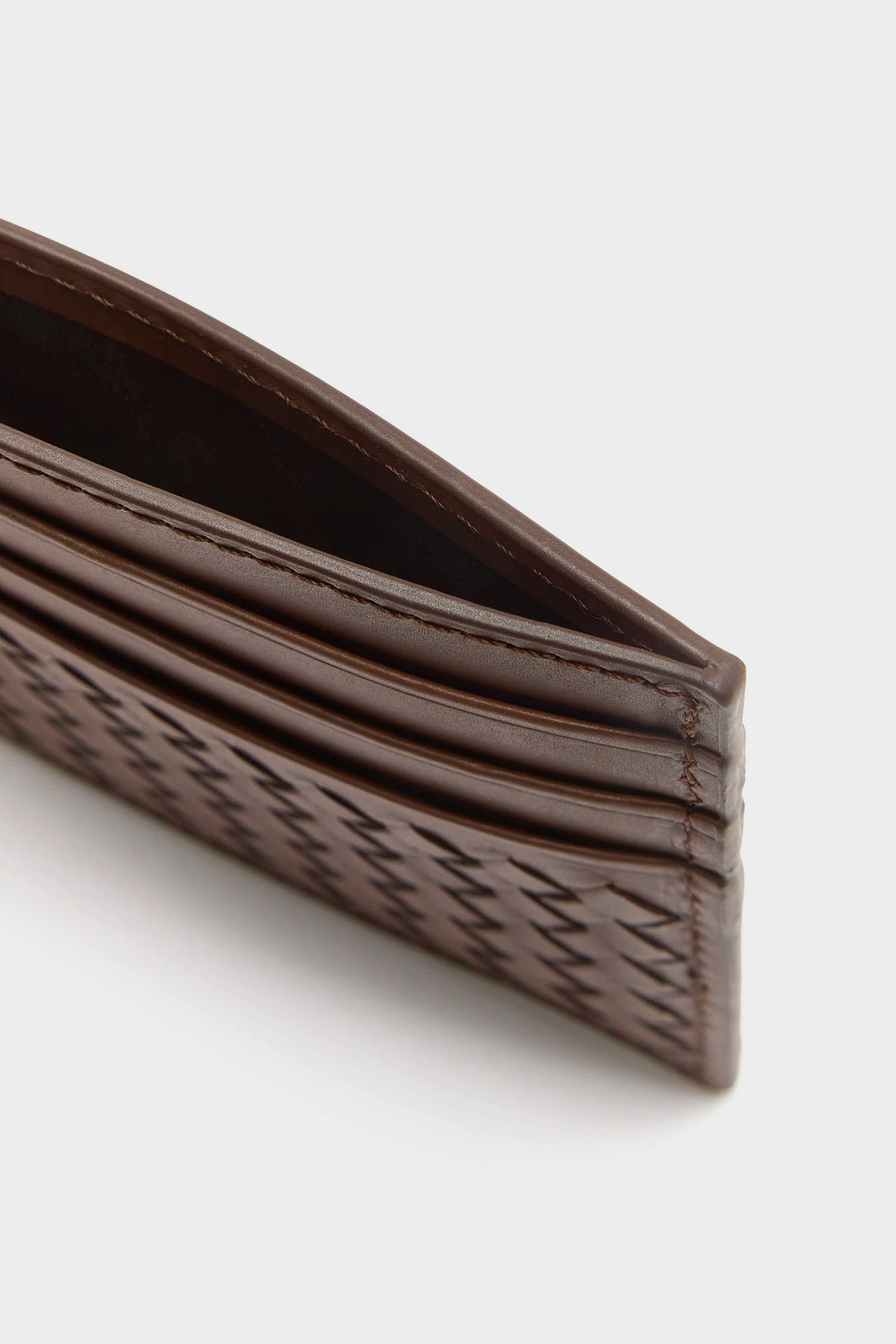 Geweven Leren Pasjeshouder (262 / W / BROWN)