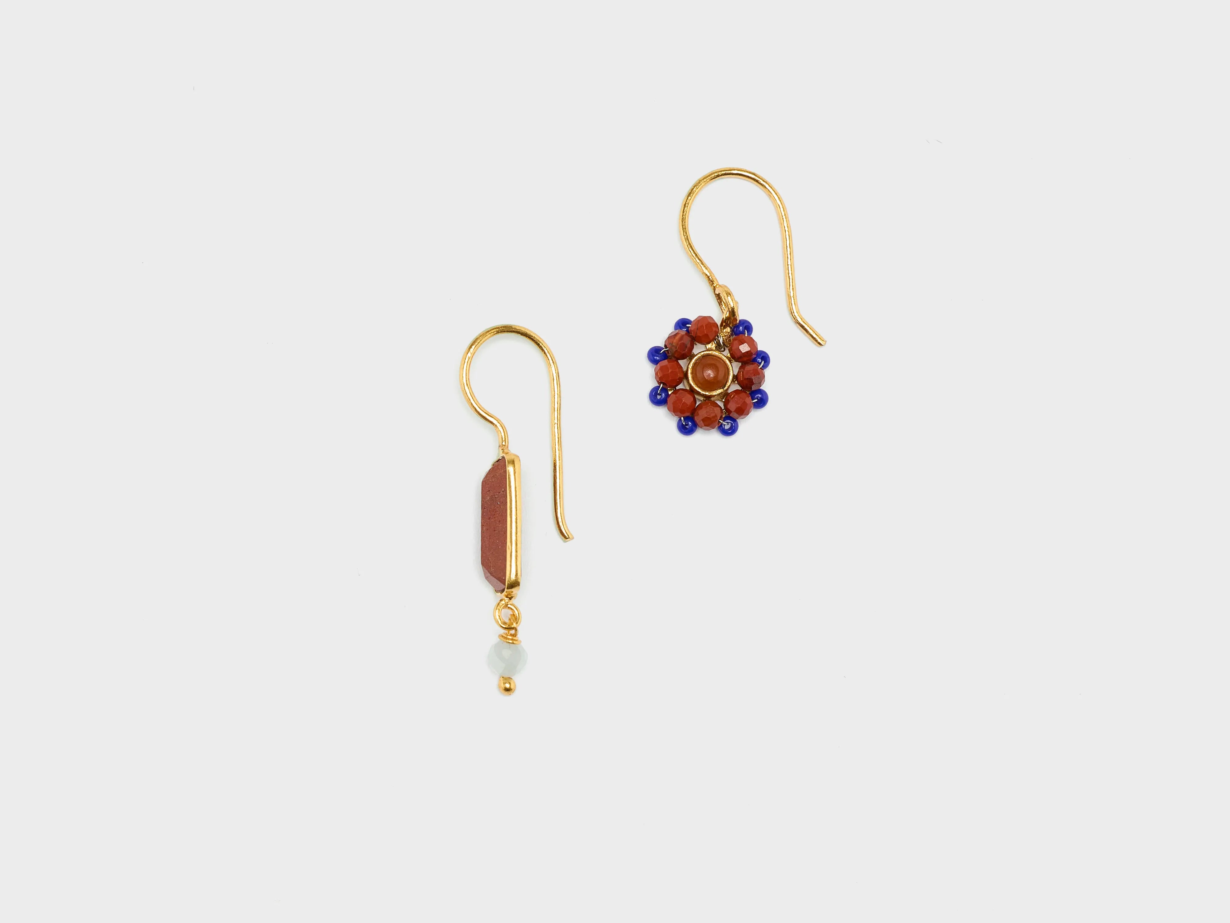 Asymmetric Flower Earrings  (252 / W / MULTICOLOR)