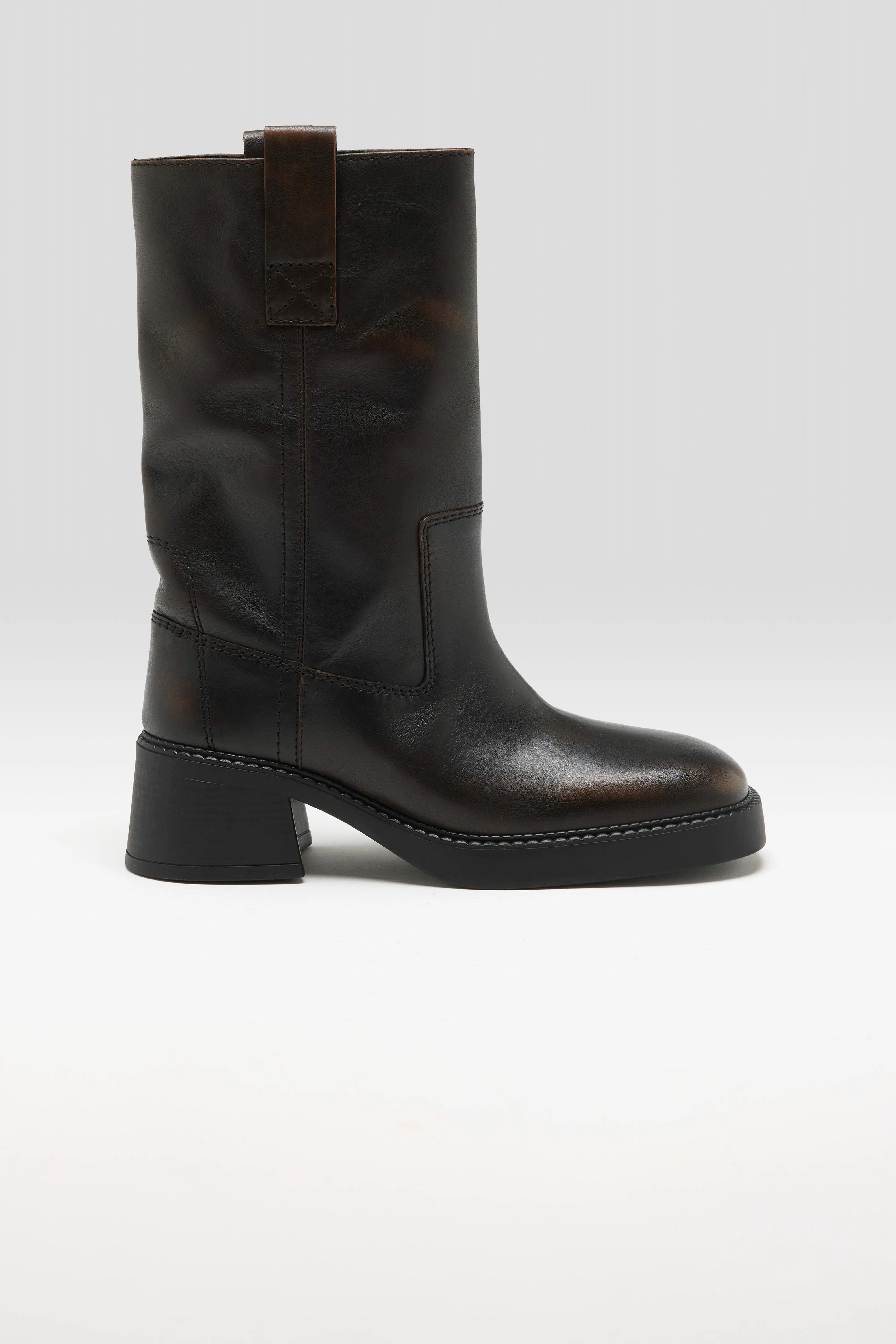 Inaya Mid-calf Biker Boots (262 / W / BROWN)