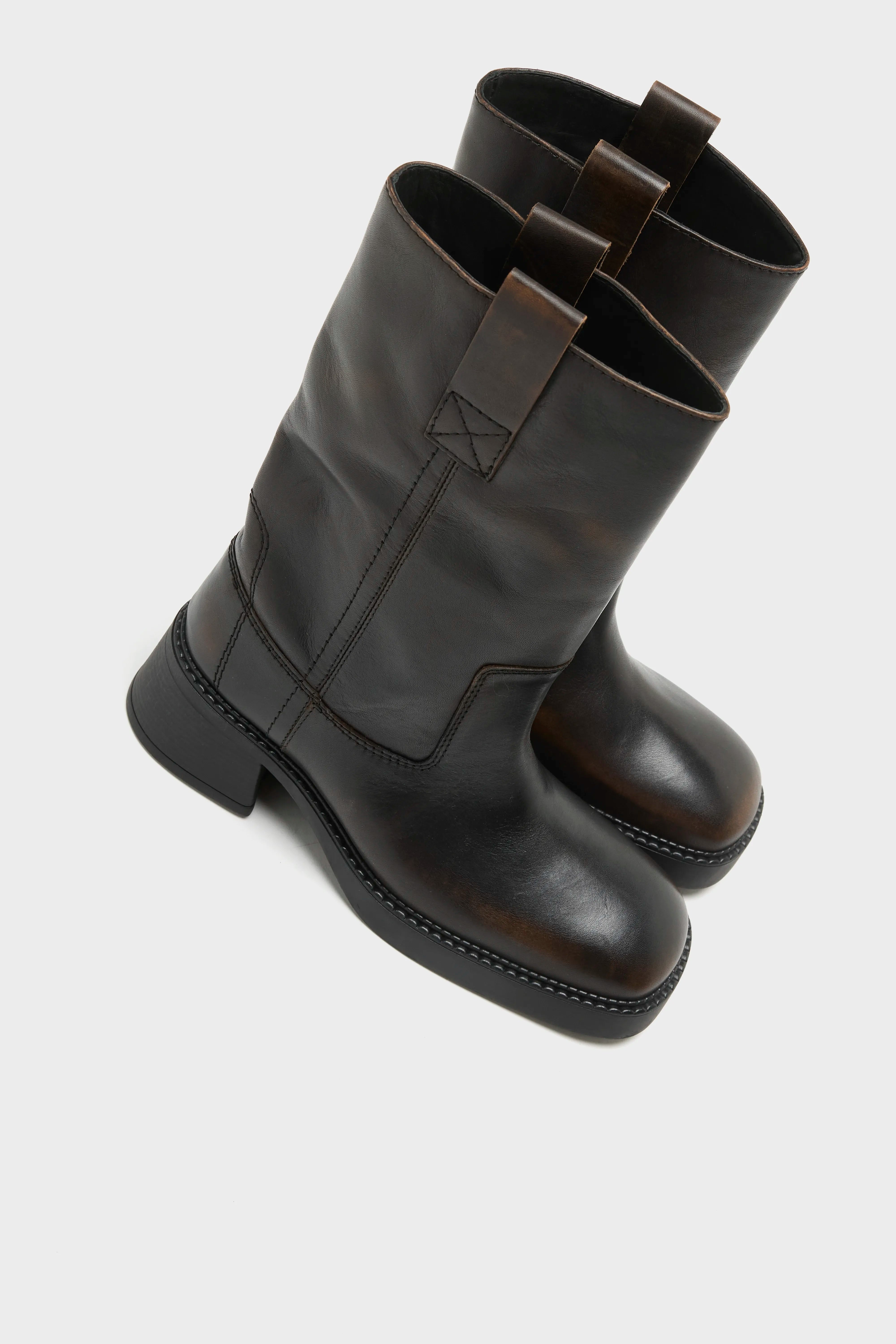 Inaya Mid-calf Biker Boots (262 / W / BROWN)