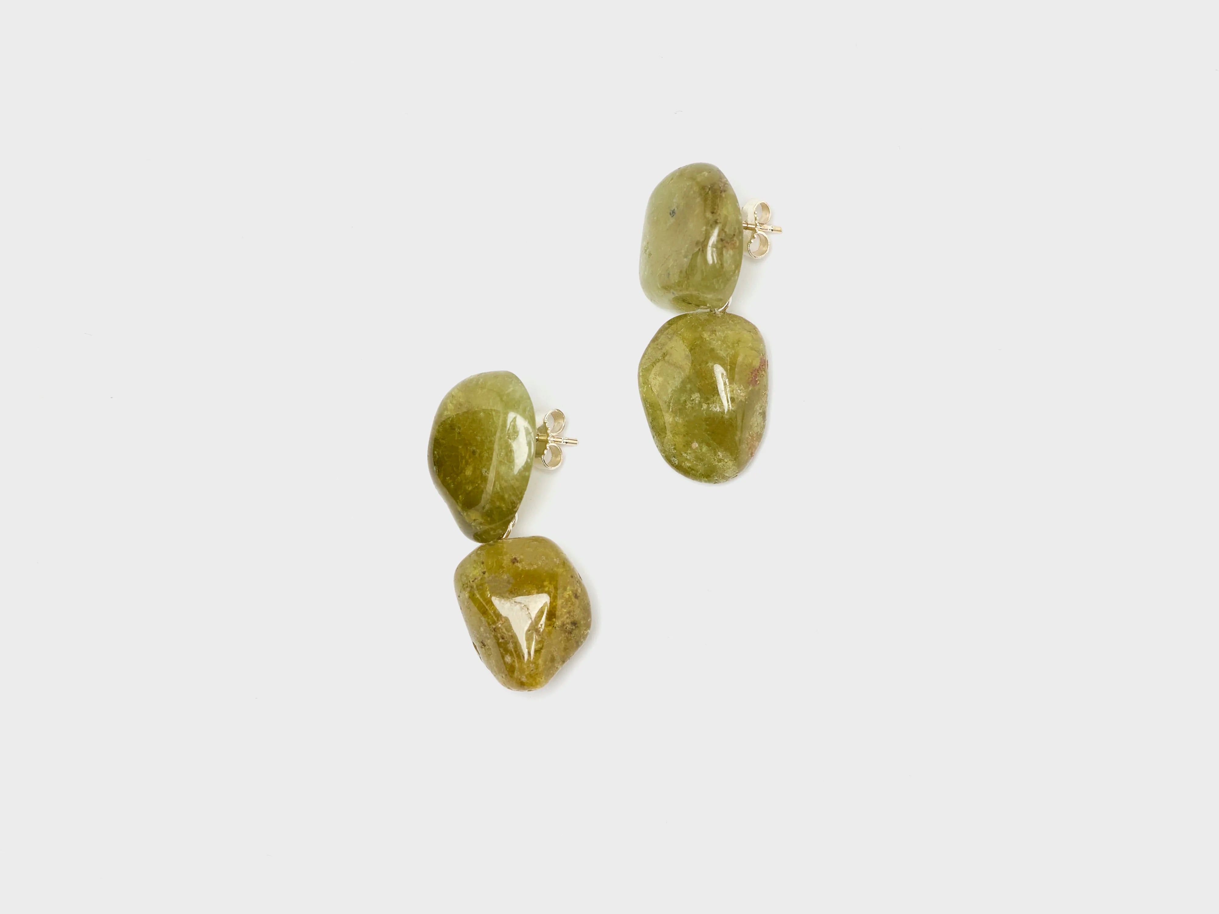 Dark Green Pebbles Earrings (252 / W / GREEN)