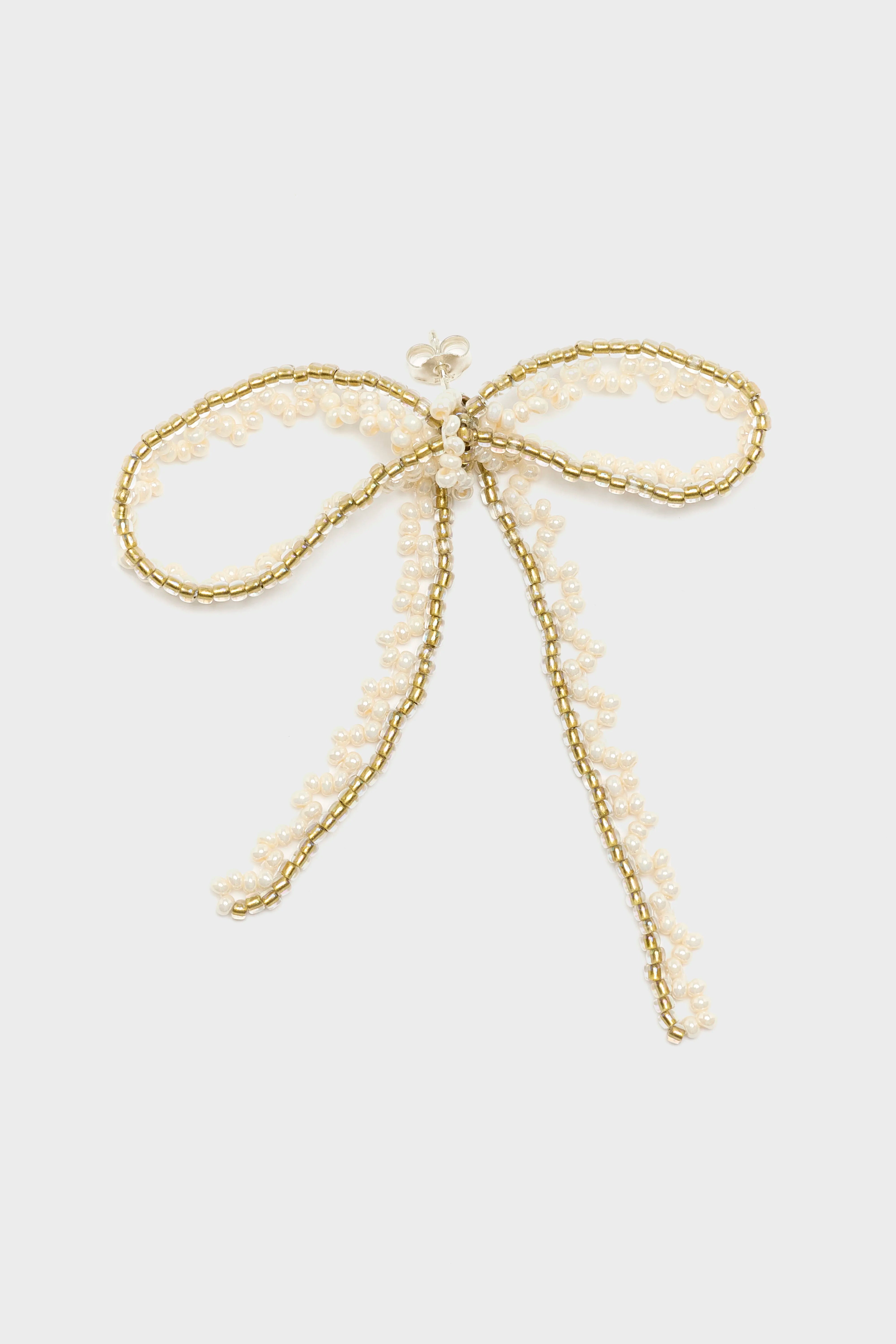 Lace Bow Ear Stick Earrings (261 / W / WHITE)