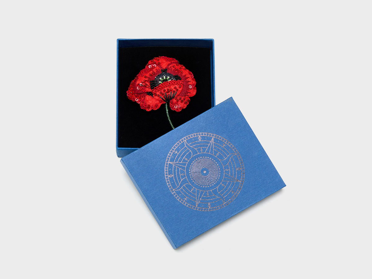 Red Poppy Brooch Pin (262 / W / RED)