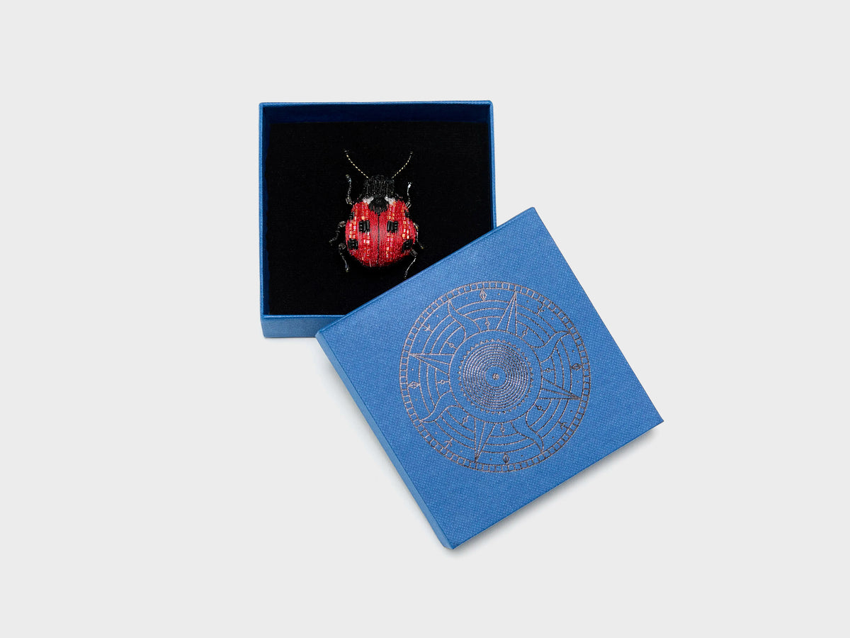 Lucky Lady Beetle Brooch Pin (262 / W / RED)