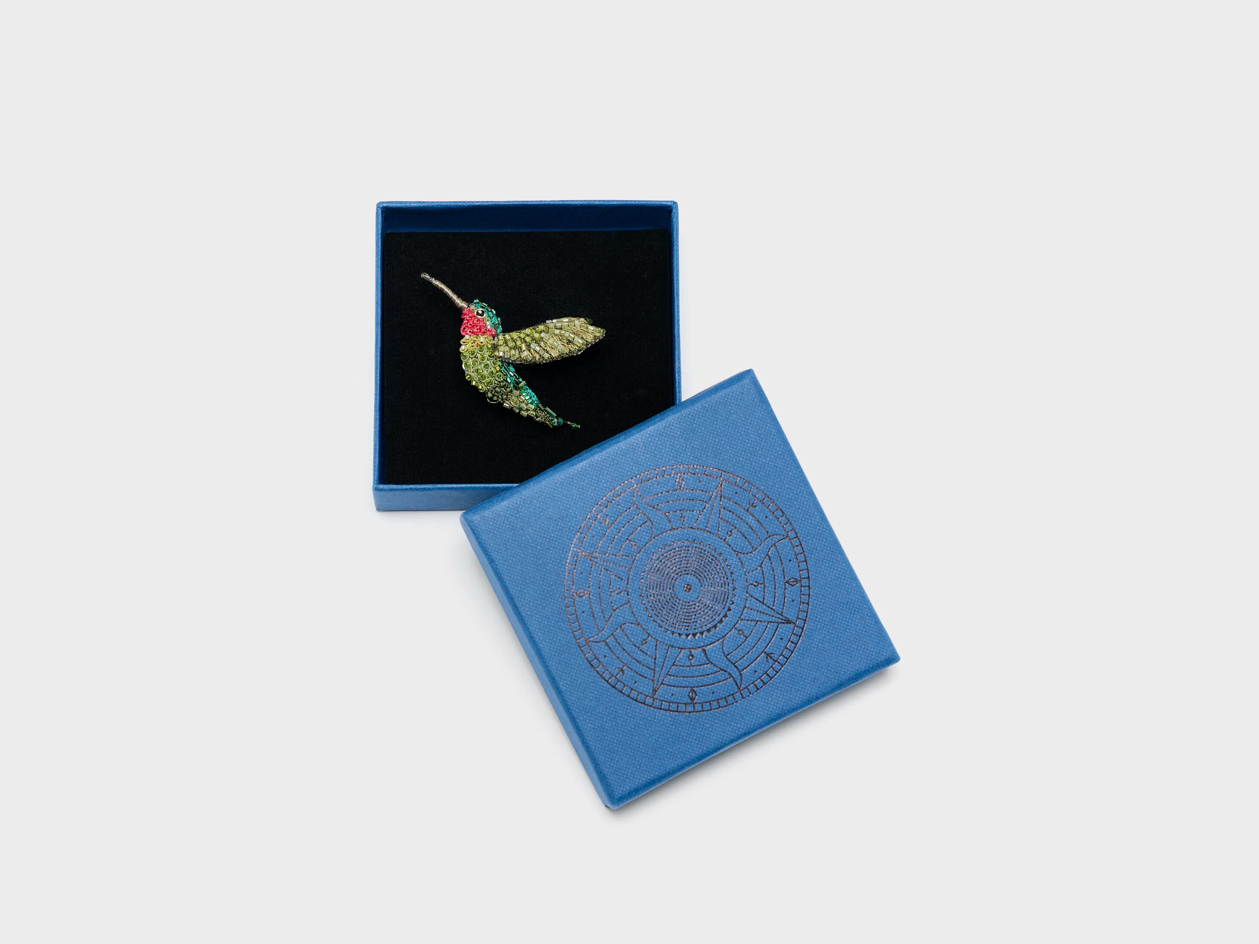 Ruby Throated Hummingbird Brooch Pin (252 / W / GREEN)