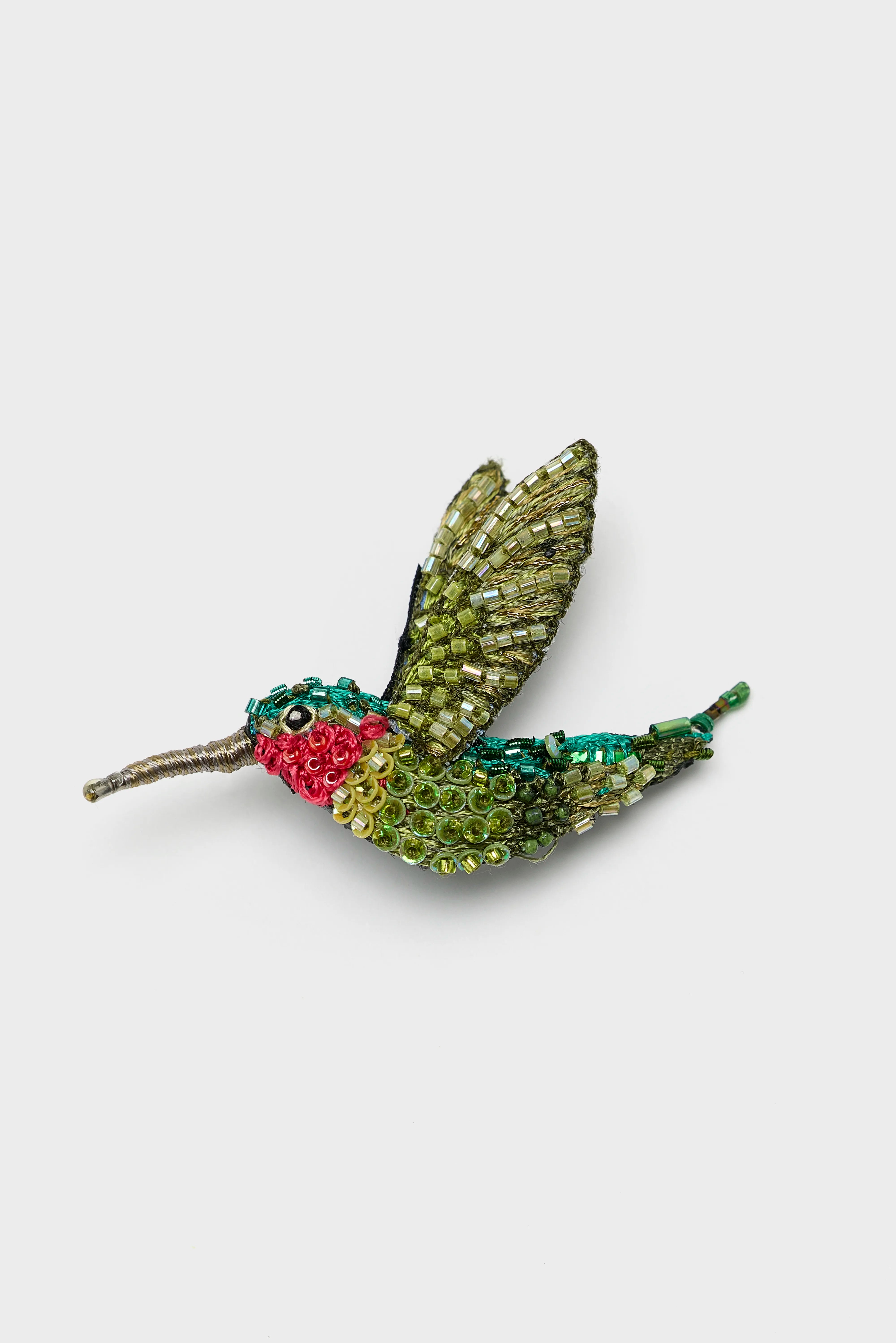 Ruby Throated Hummingbird Brooch Pin (252 / W / GREEN)