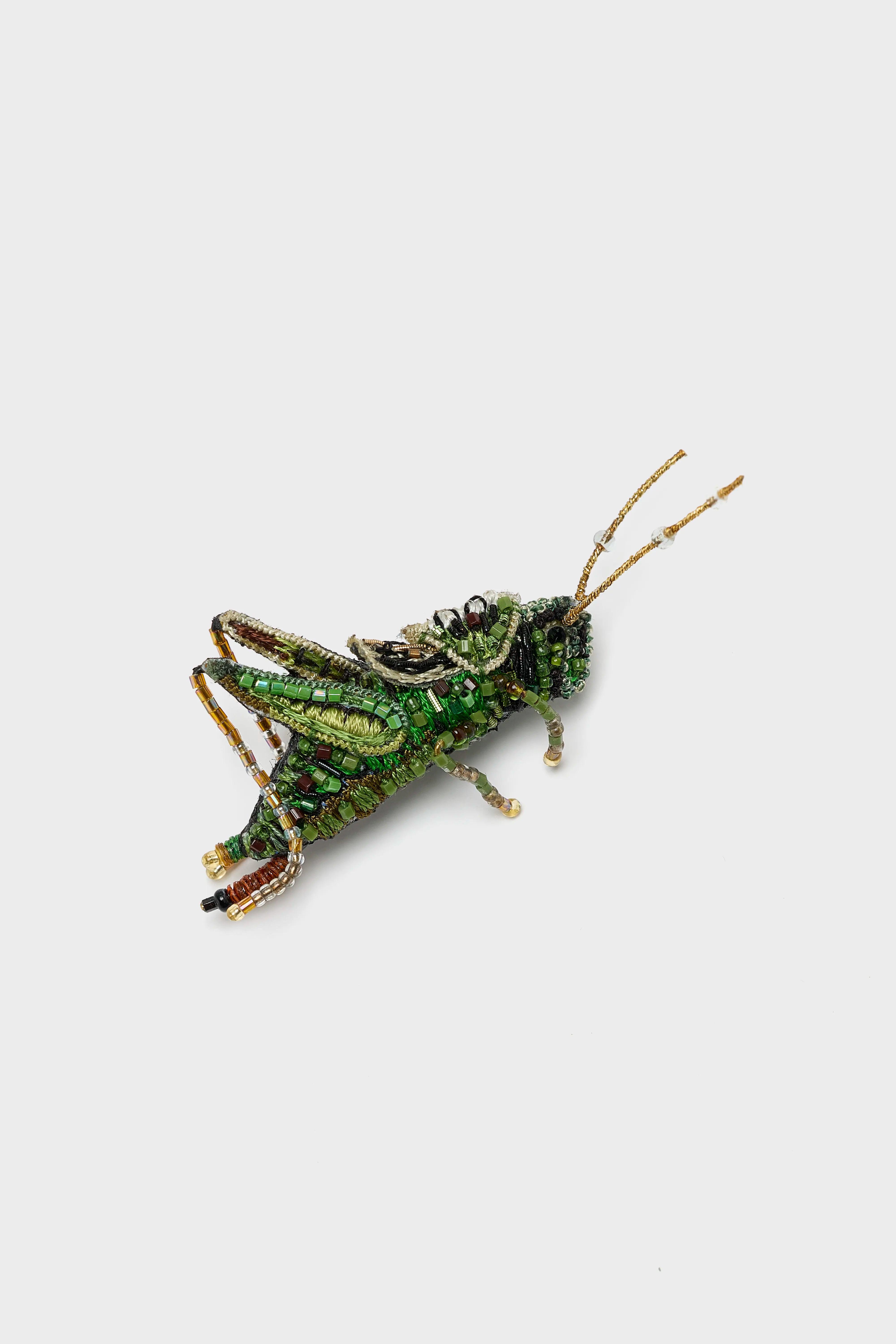 Two Striped Grasshopper Brooch Pin (252 / W / GREEN)