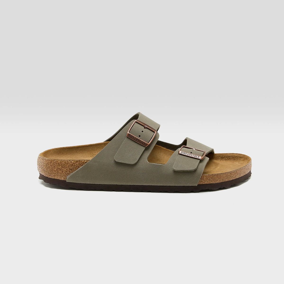Birkenstock Men\'s Olive Brown Leather Adjustable Strap Sandals Birkenstock Arizona Soft Footbed Slide Sandal (Men) - Thyme  main image 2