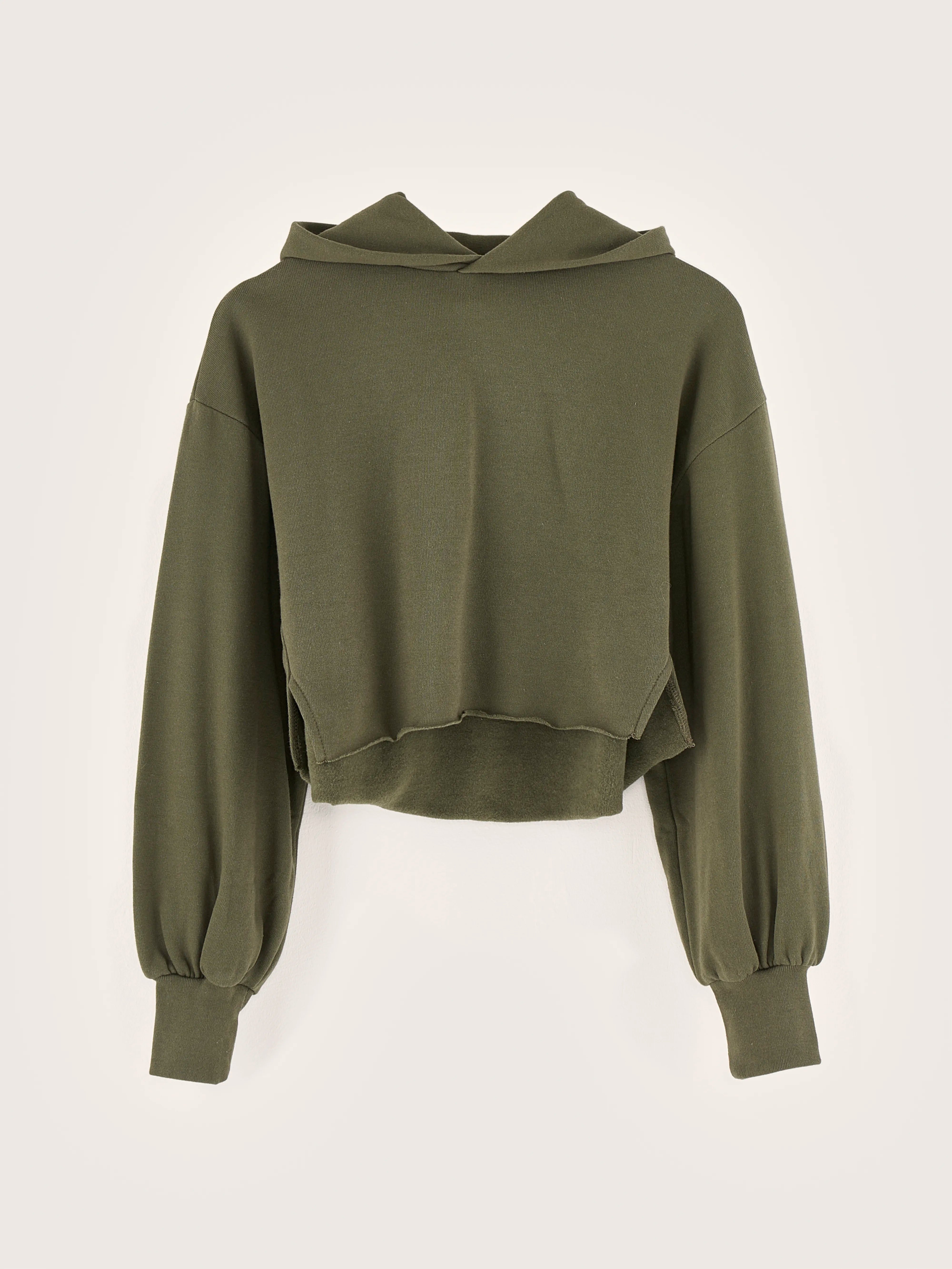 Khaki cropped hoodie for girls Bellerose