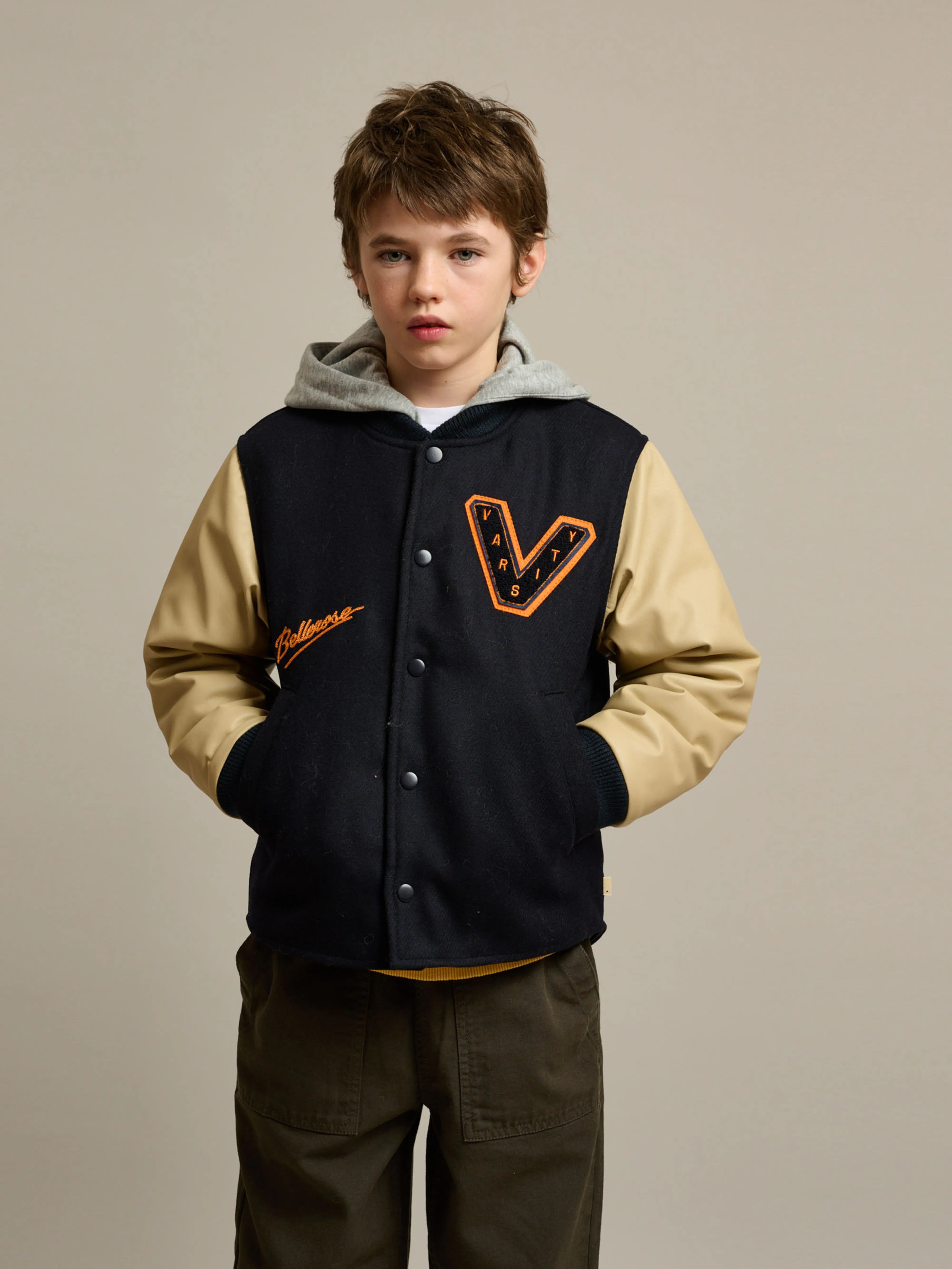 Ricci Varsity Jacket - Cement / Deep well For Boys | Bellerose